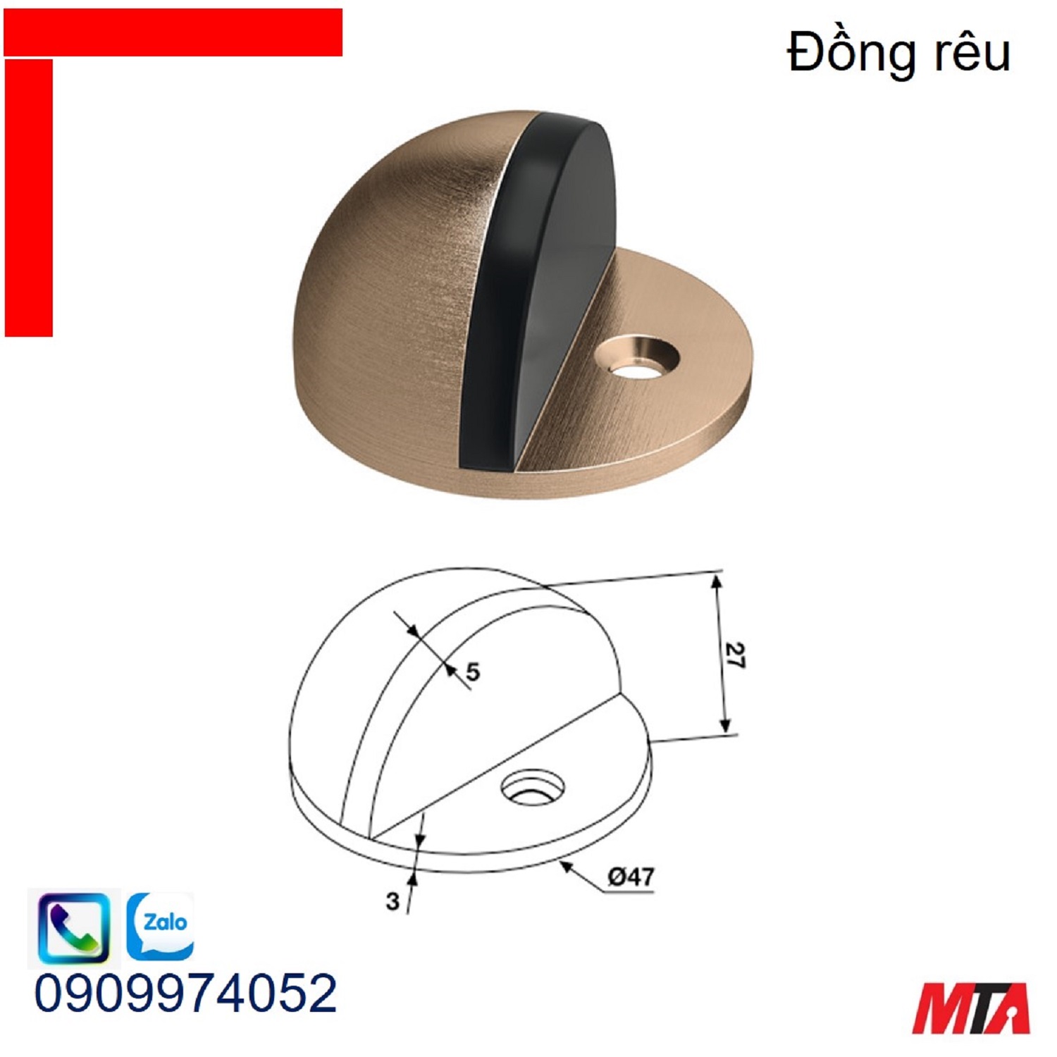 Chặn cửa Hafele 937.01.111 đồng rêu