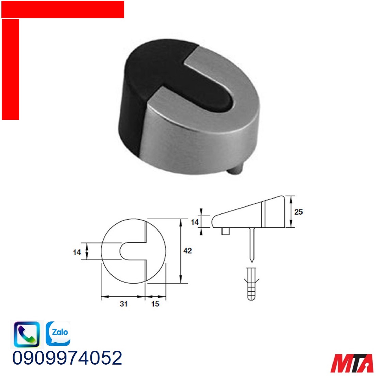 Chặn cửa Hafele 937.53.526 nickel mờ