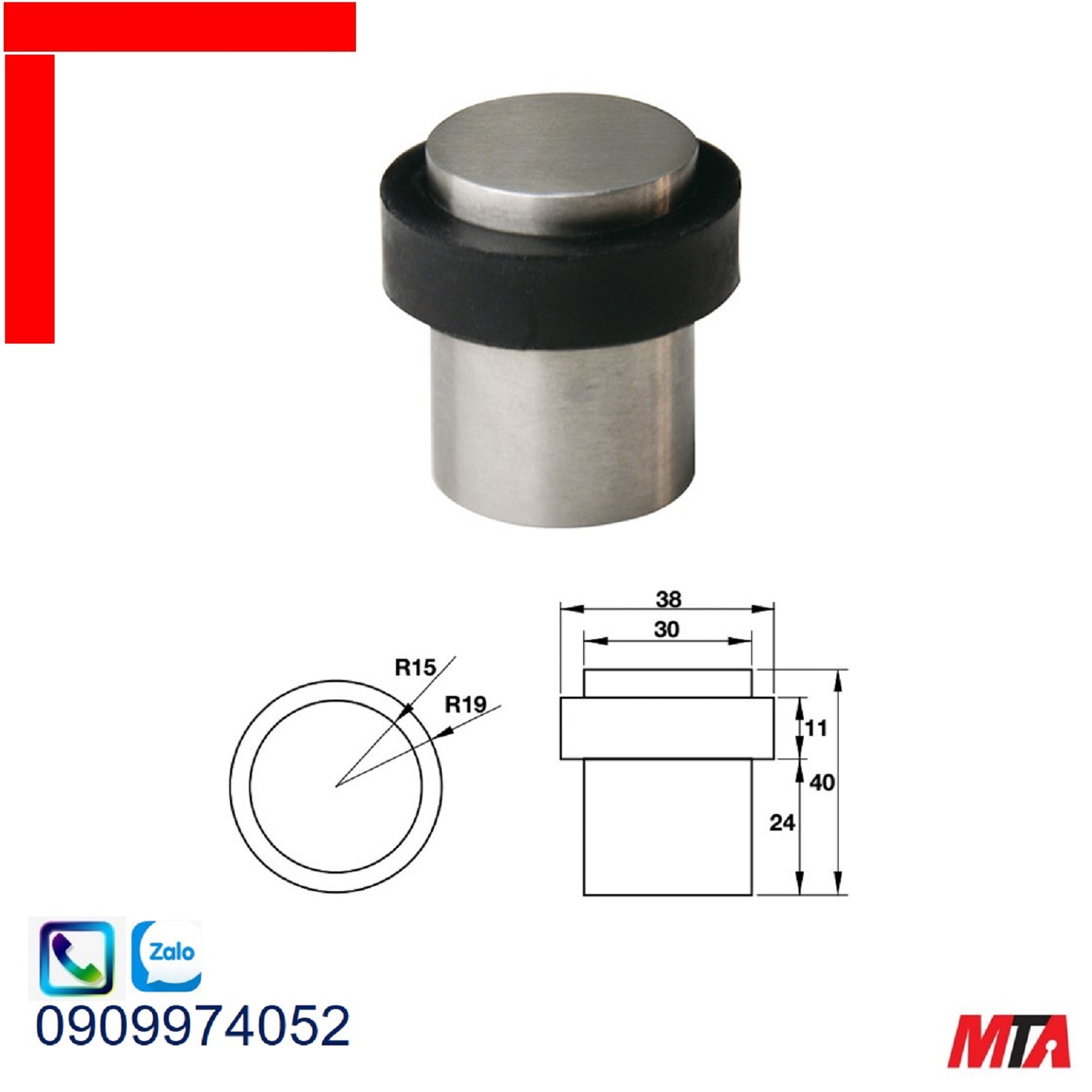 Chặn cửa Hafele 937.55.100 inox mờ