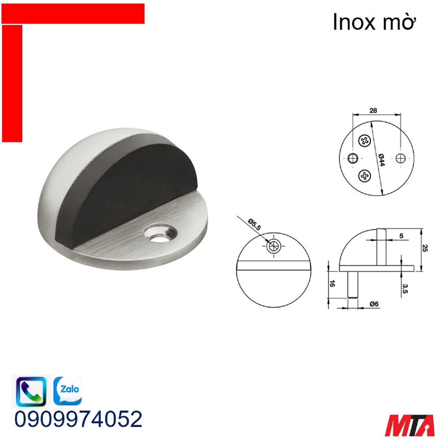 Chặn cửa Hafele 937.55.140 inox mờ