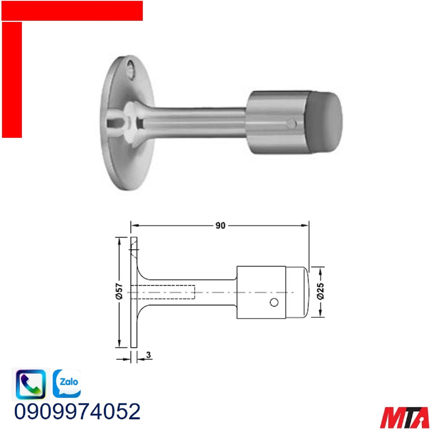 Chặn cửa Hafele 937.00.804 chrome mờ