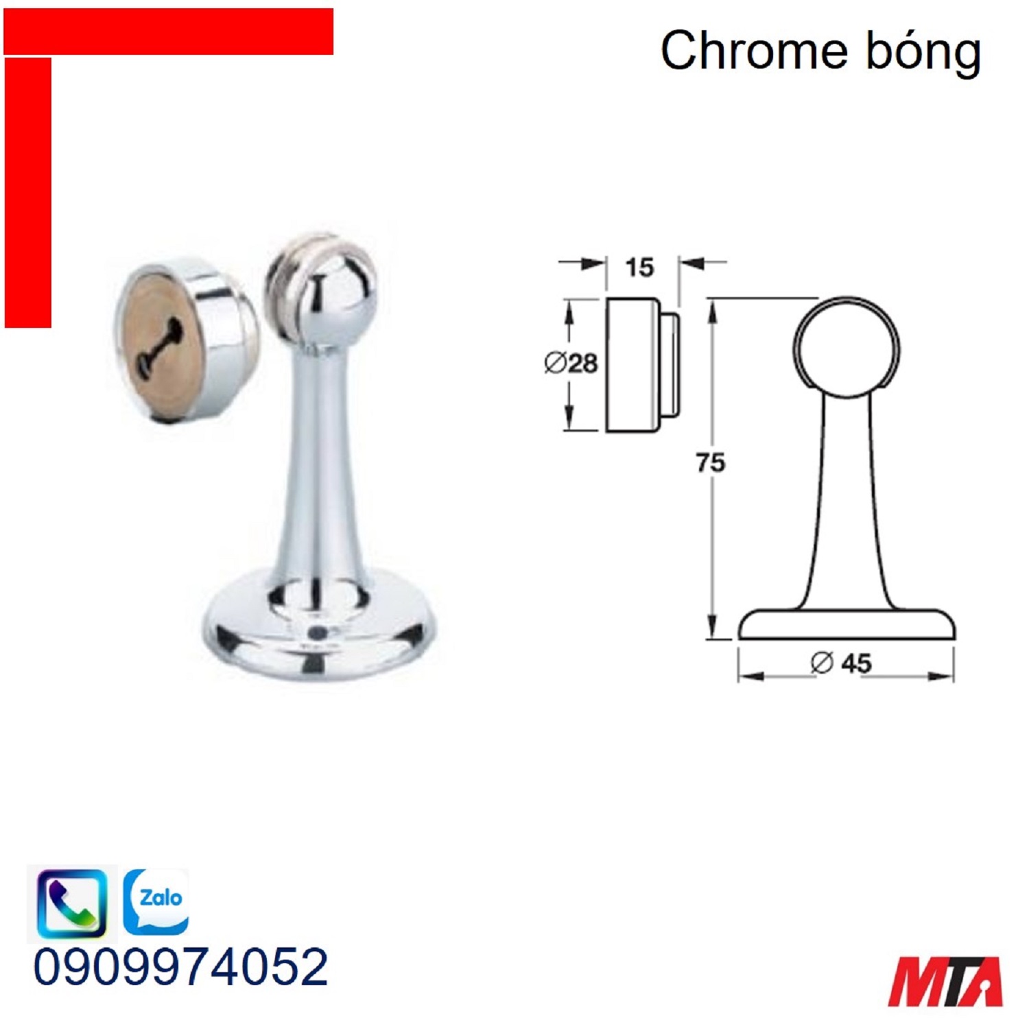 Chặn cửa Hafele 938.23.024 chrome bóng