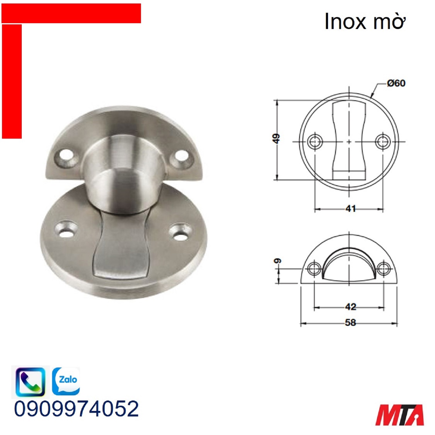 Chặn cửa Hafele 938.30.030 inox mờ