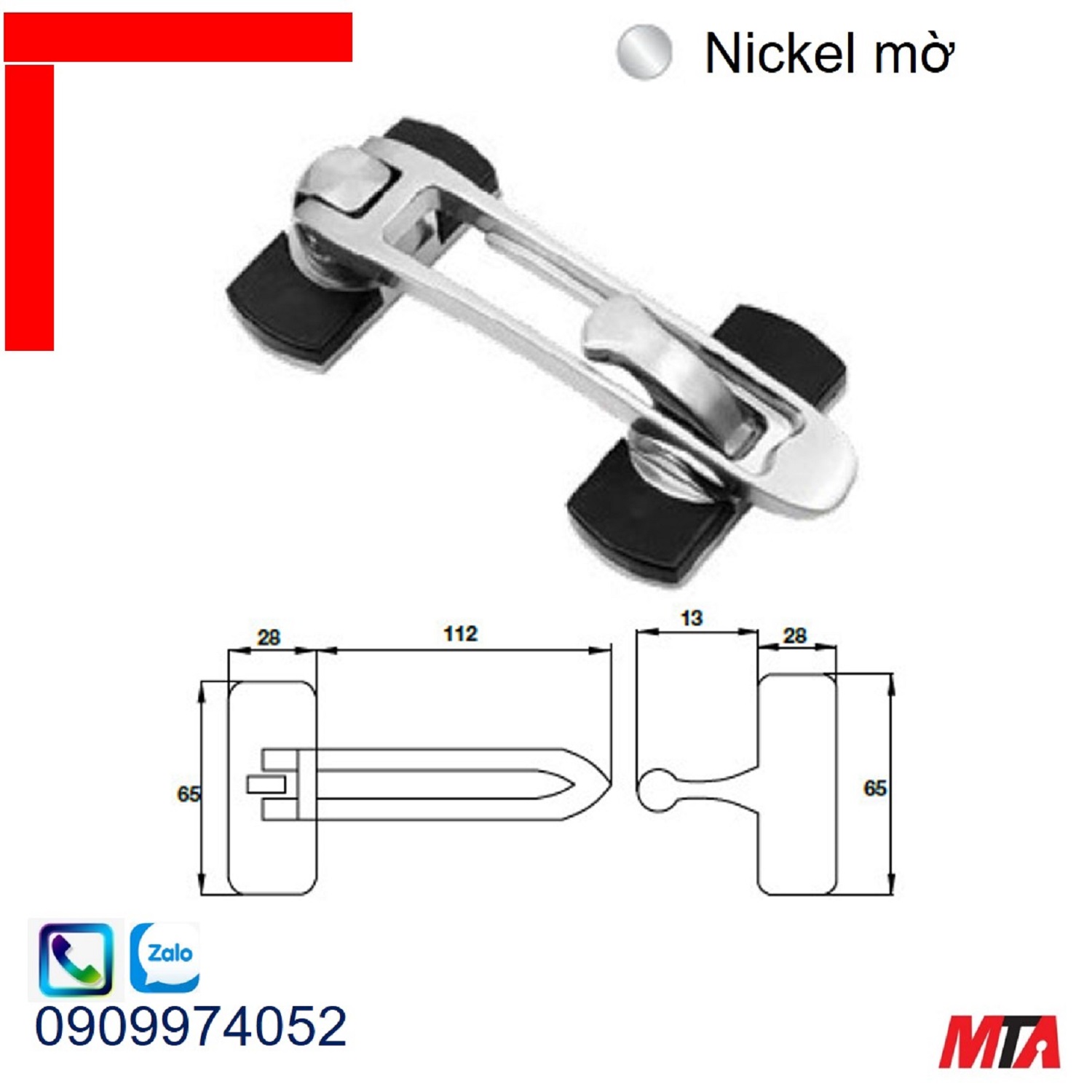 Chốt cửa an toàn Hafele 911.59.471 dạng gài nickel mờ