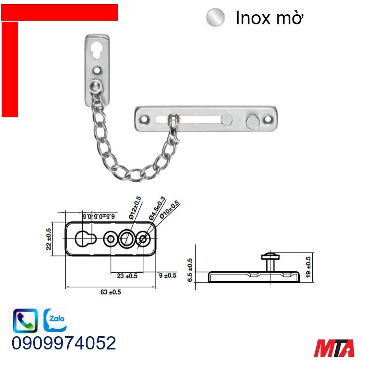 Chốt cửa an toàn Hafele 911.60.000 dạng xích inox mờ