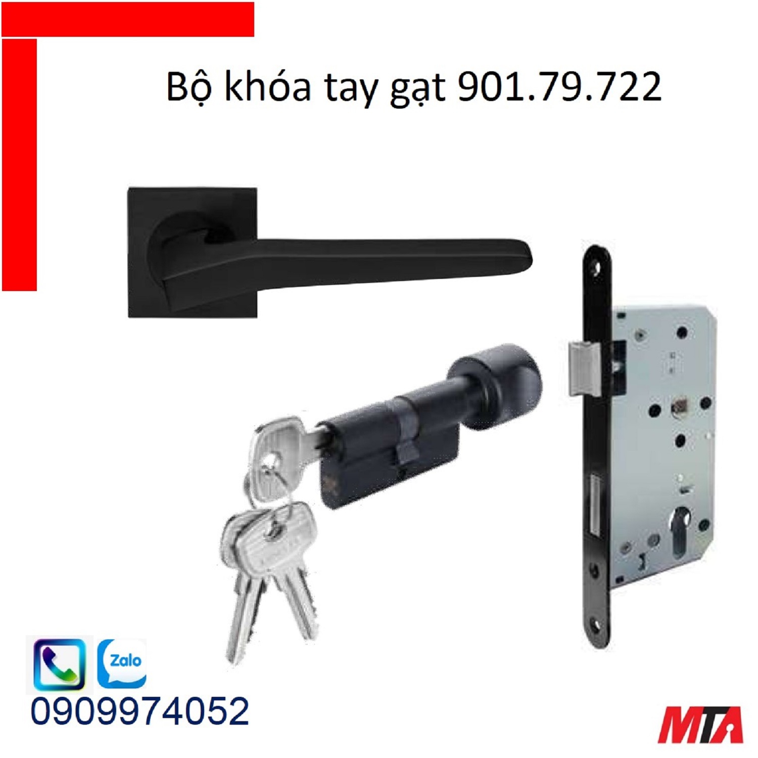 khóa cửa hafele bộ tay gạt mạ đen mờ cho cửa phòng, chiều dài tay 133mm