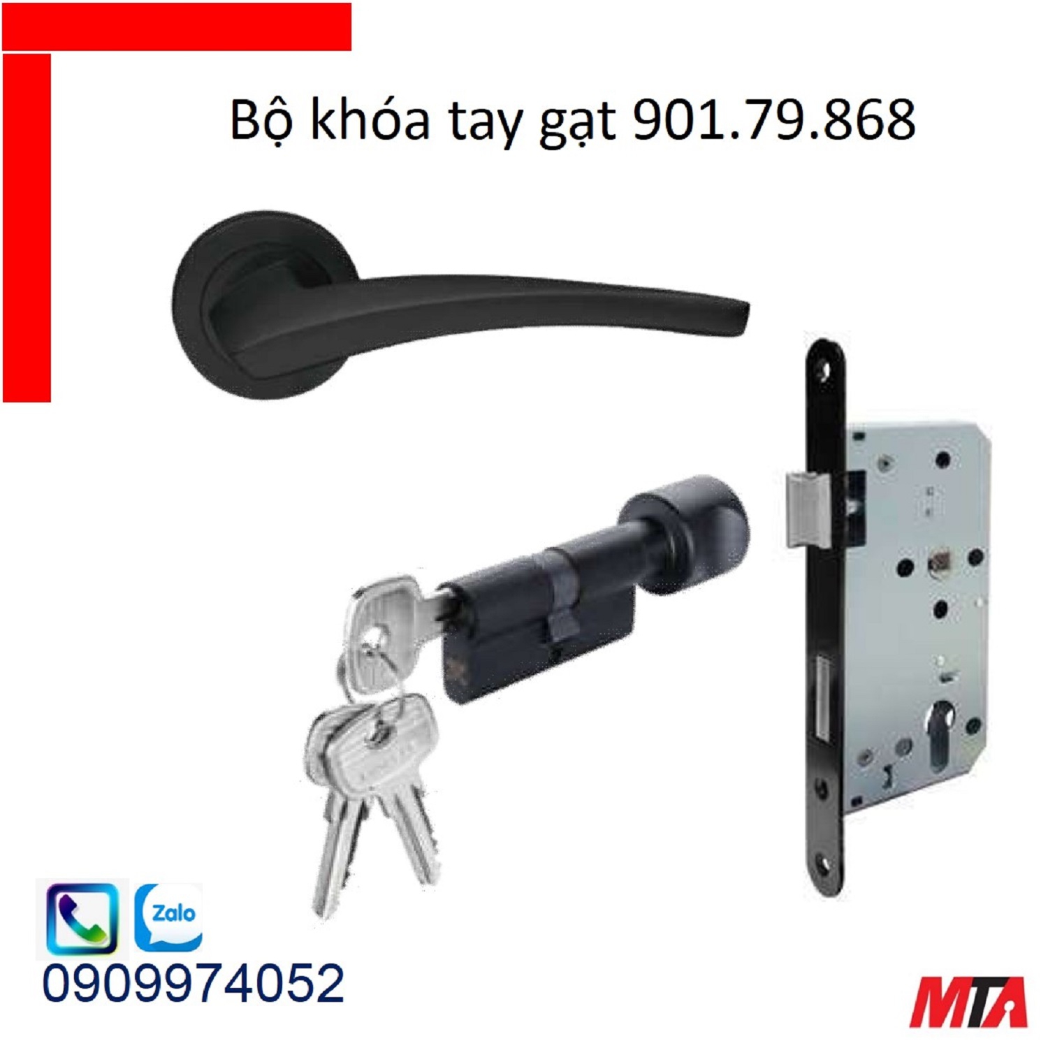 Khóa hafele bộ khóa tay gạt mạ đen mờ chiều dài tay 132mm