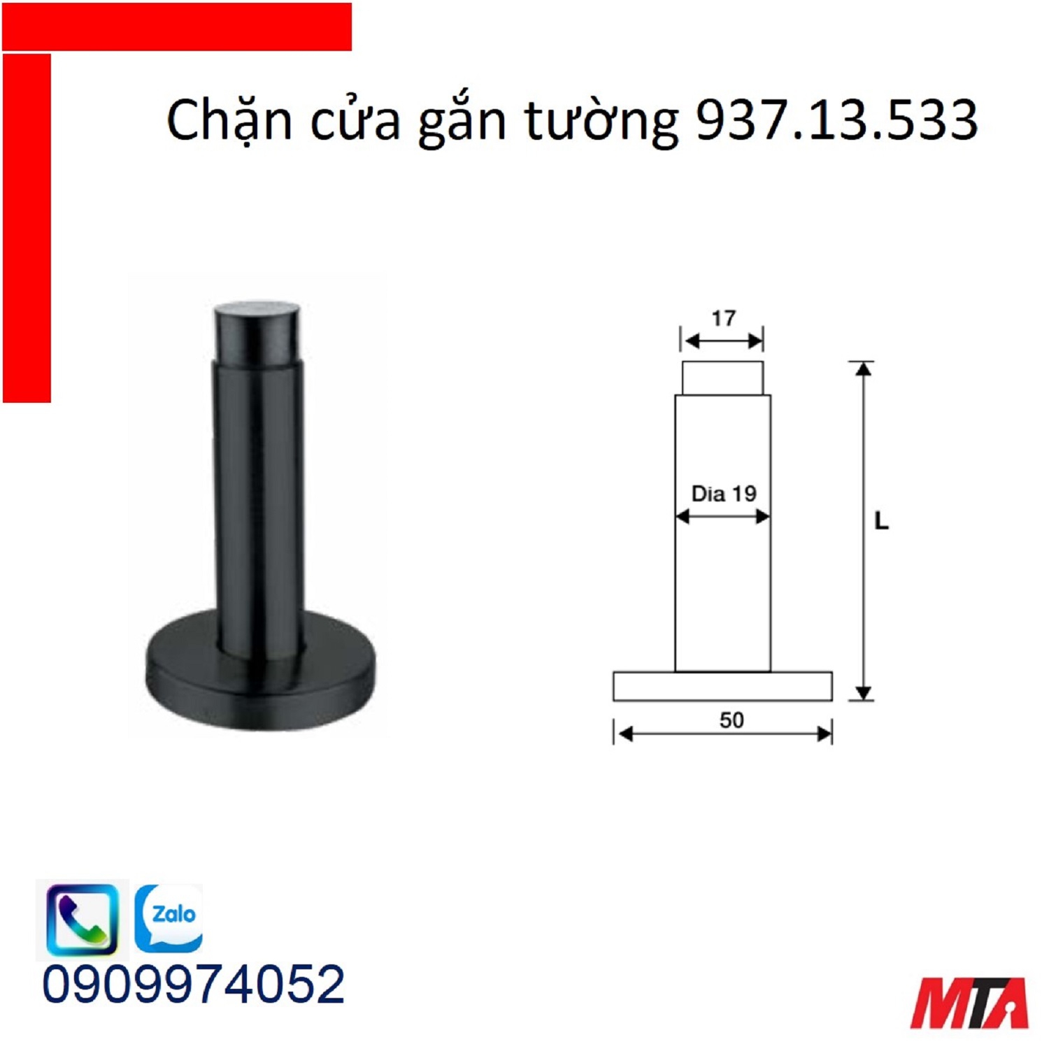 Chặn cửa hafele 937.13.533 gắn tưởng mạ đen mờ