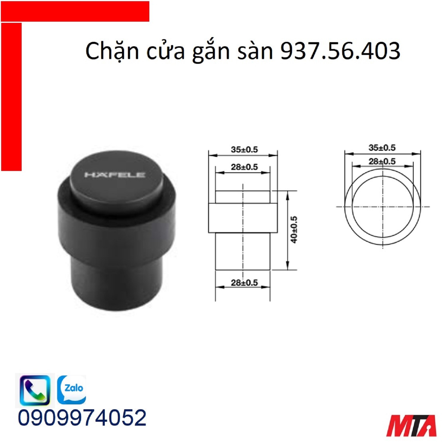 Chặn cửa hafele 937.56.403 gắn sàn mạ đen mờ