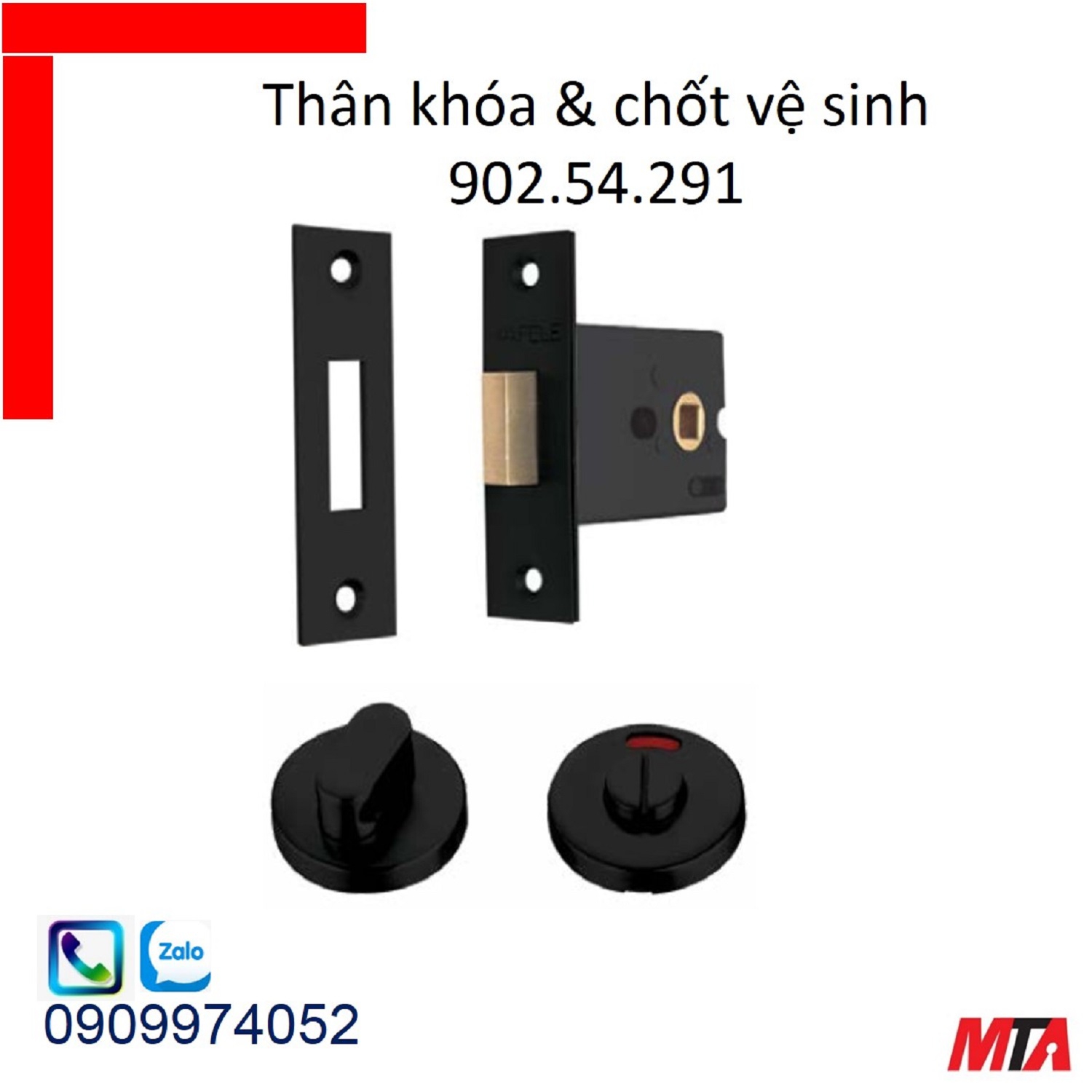 Khóa hafele thân khóa và chốt phòng vệ sinh mạ đen mờ