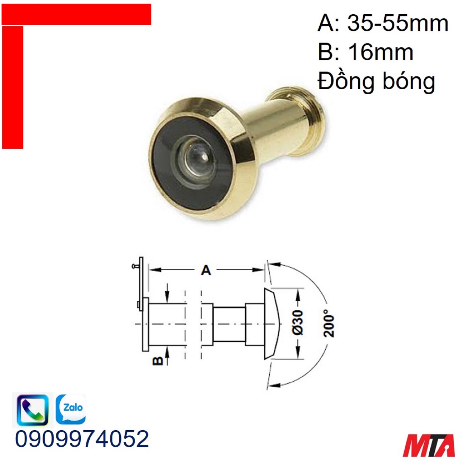 Mắt thần Hafele 959.00.091 góc nhìn 200 độ có nắp che đồng bóng