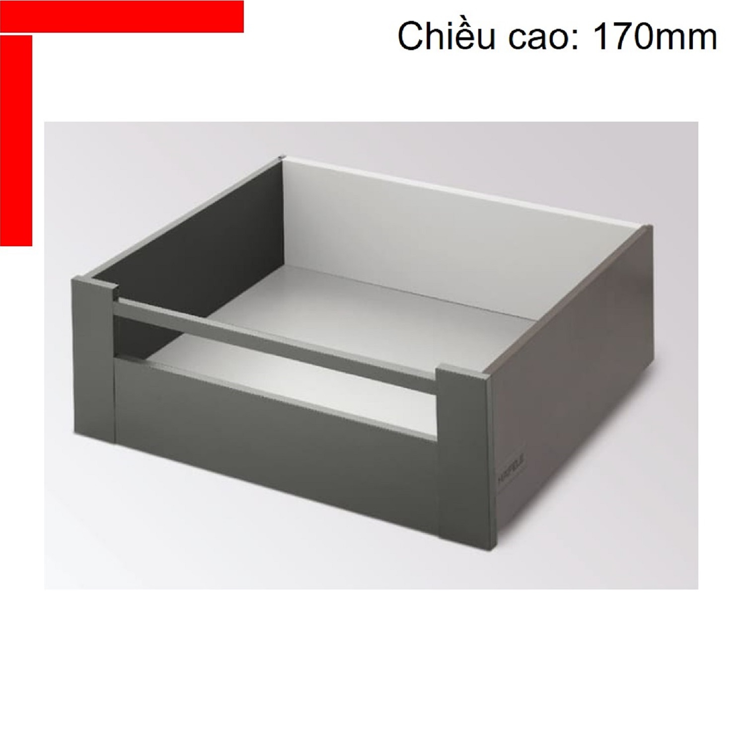 Ray trượt ngăn kéo Hafele màu xám cao 170mm