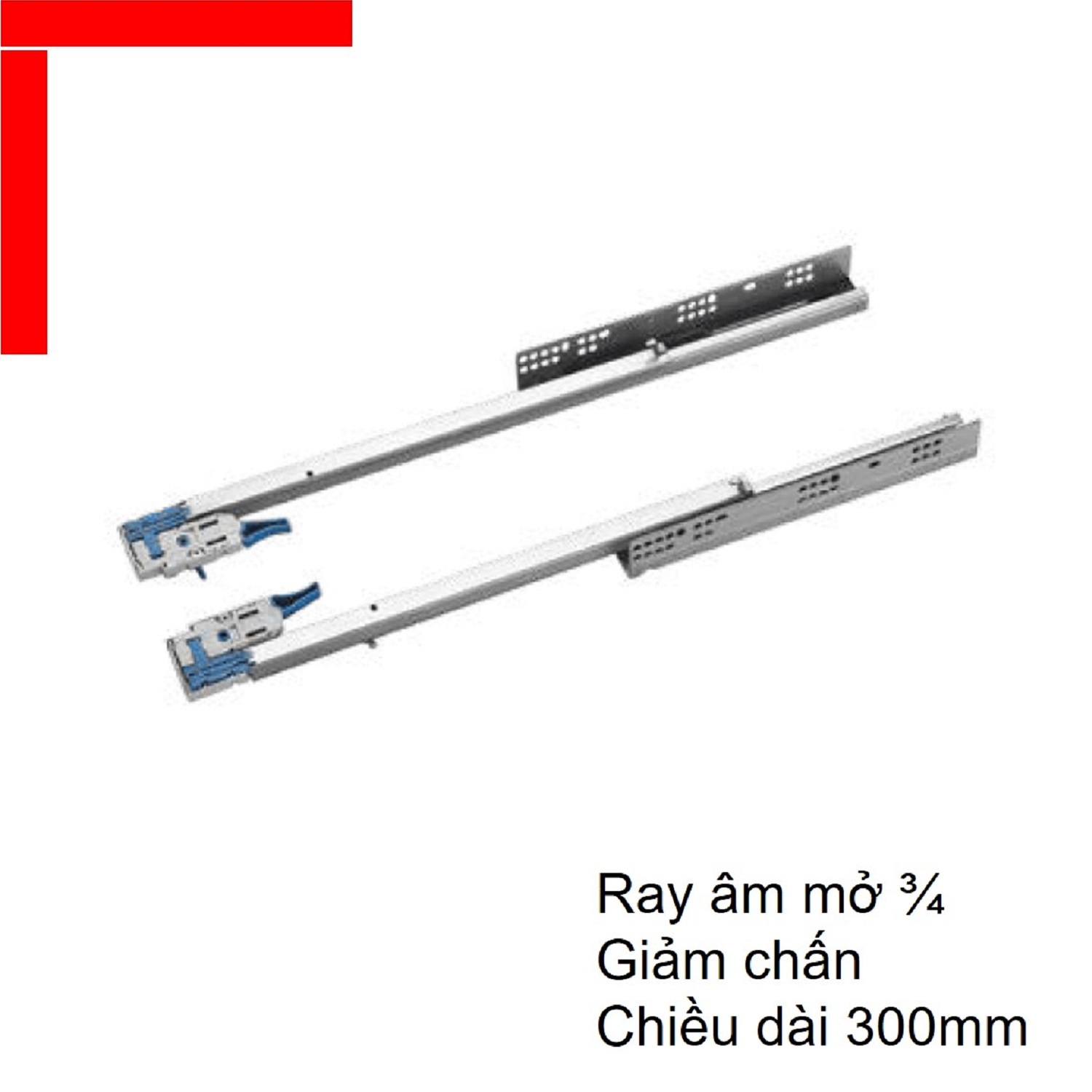 Ray âm giảm chấn Hafele EPC EVO mở 3/4 chiều dài 300mm 433.32.501