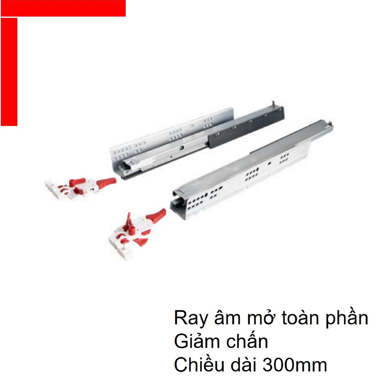 Ray âm giảm chấn Hafele EPC EVO mở toàn phần chiều dài 300mm 433.32.071