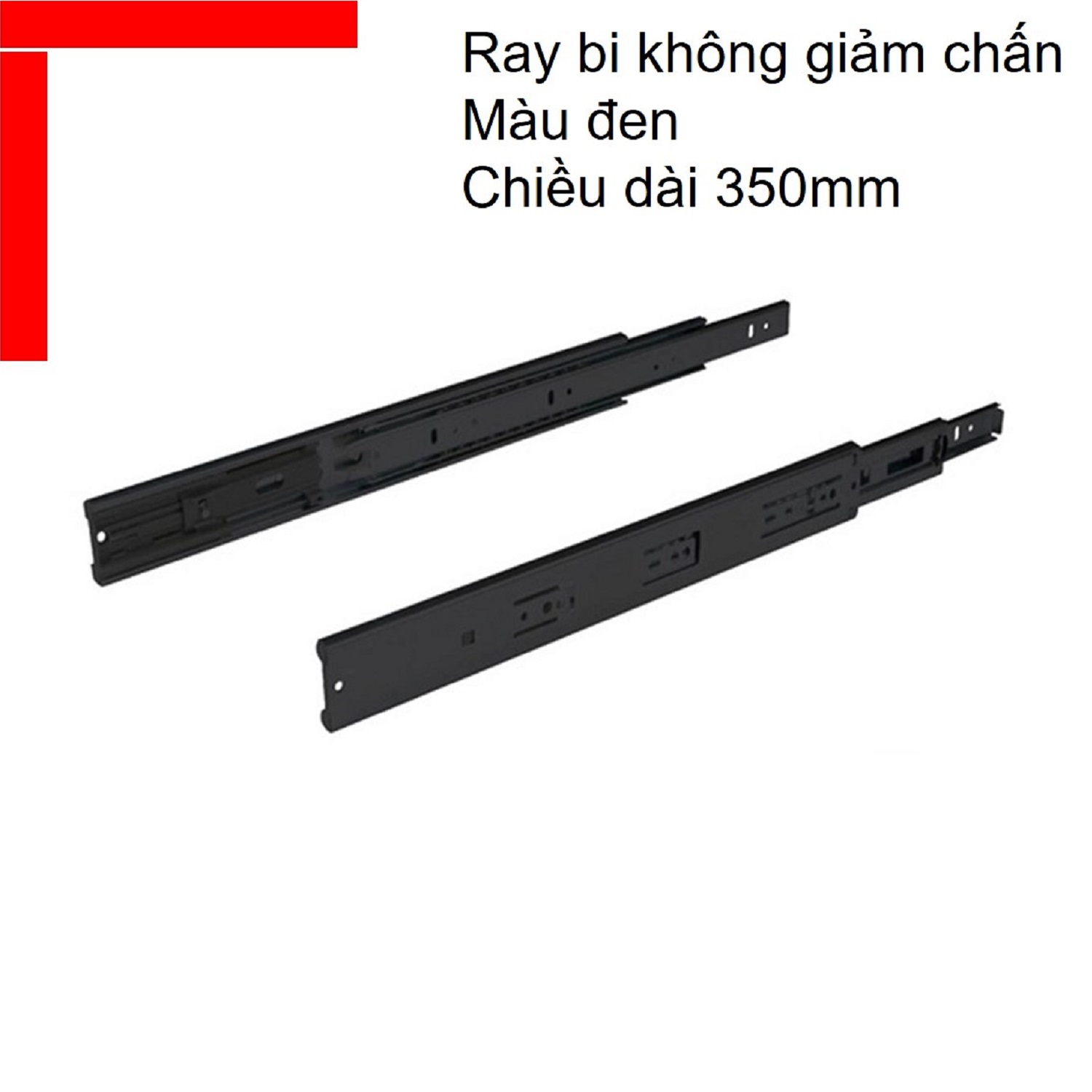 Ray bi không giảm chấn Hafele chiều dài 350mm màu đen 494.02.452