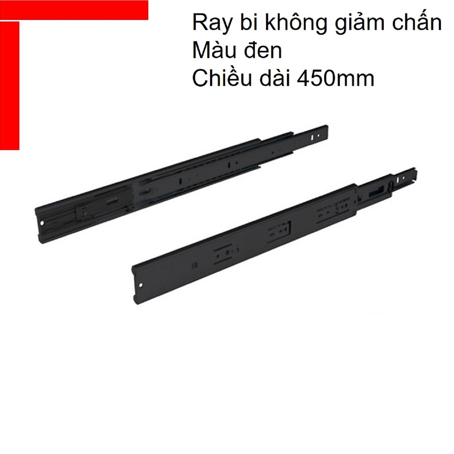 Ray bi không giảm chấn Hafele chiều dài 450mm màu đen 494.02.454