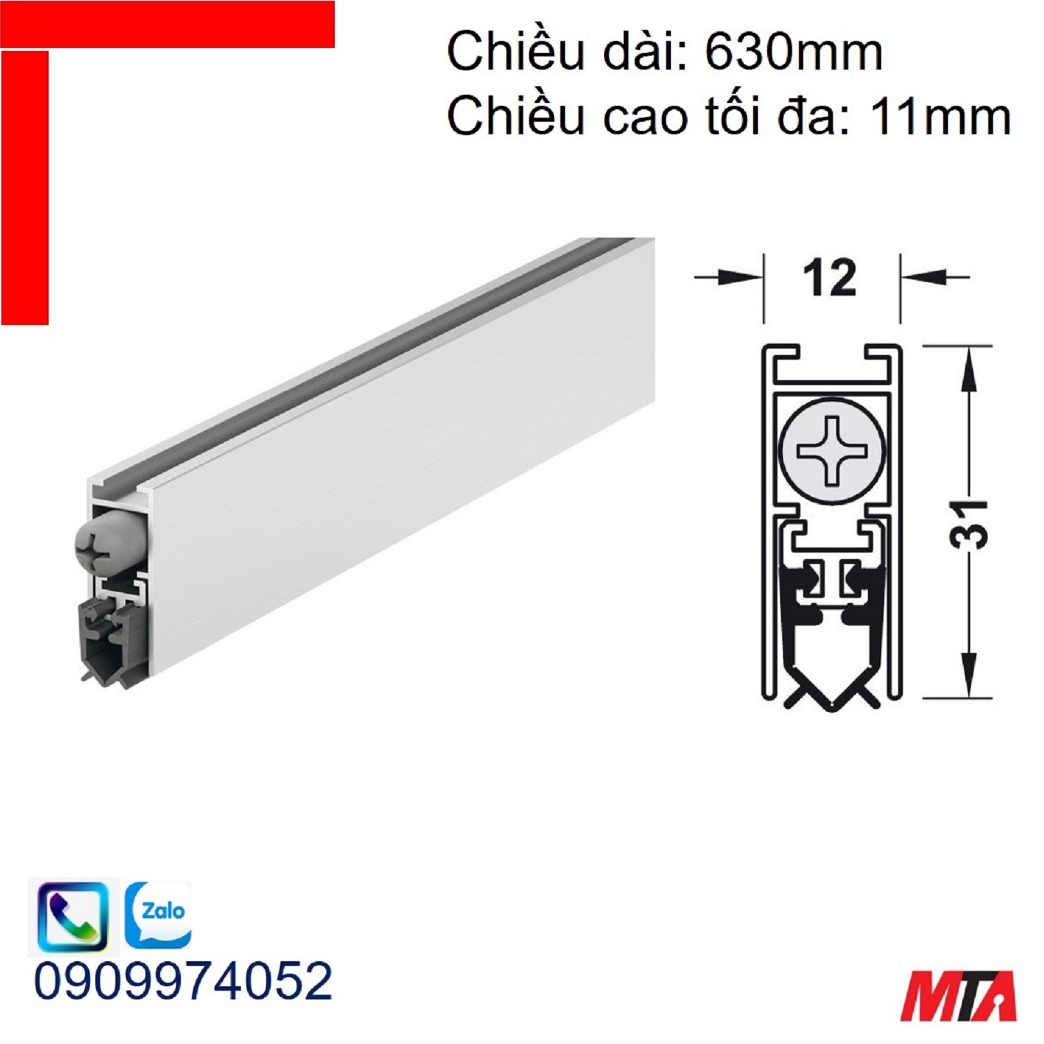 Thanh chắn bụi tự động 950.05.340 chiều dài 630mm