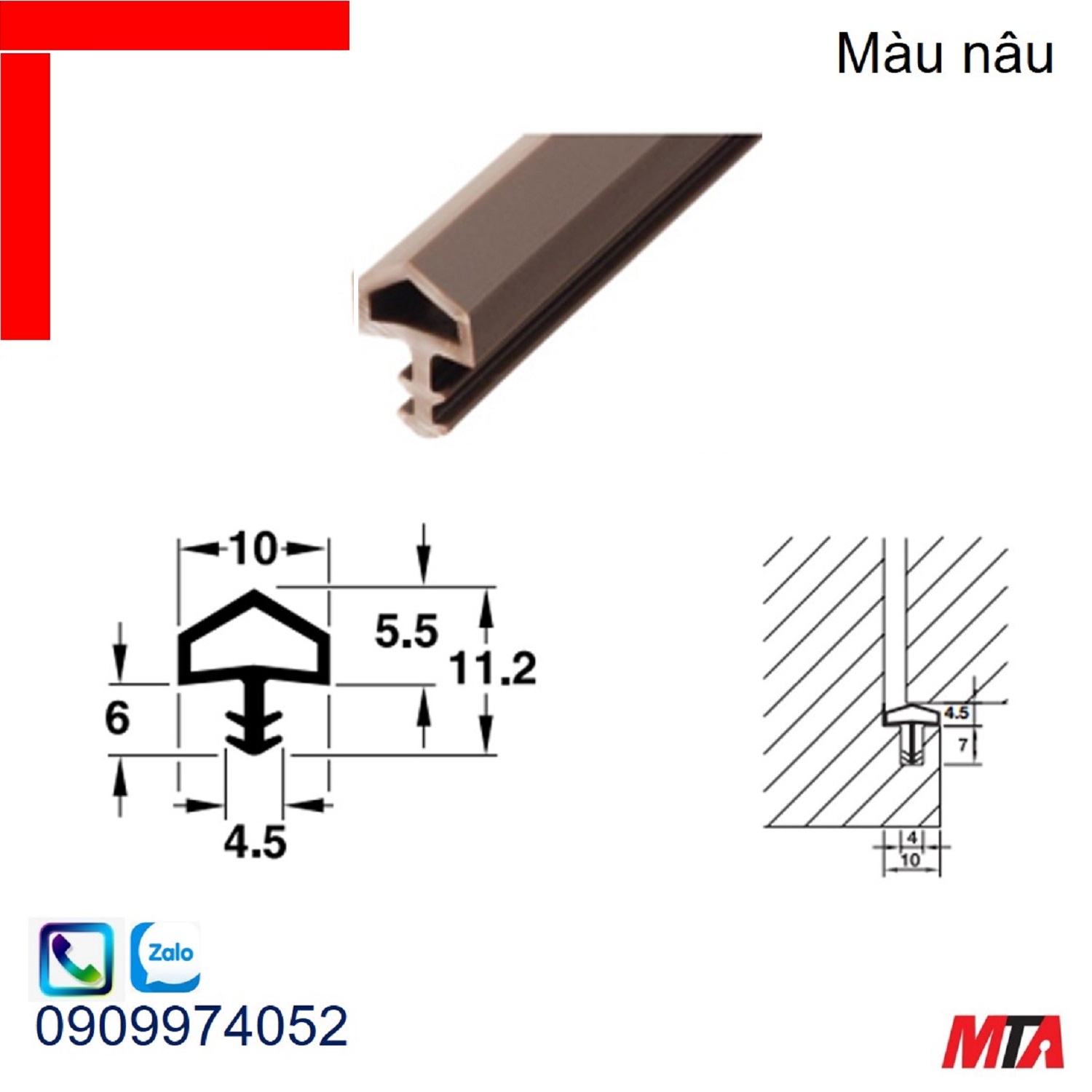 Đệm khí cho cửa 950.10.271 chiều dài 25m màu nâu