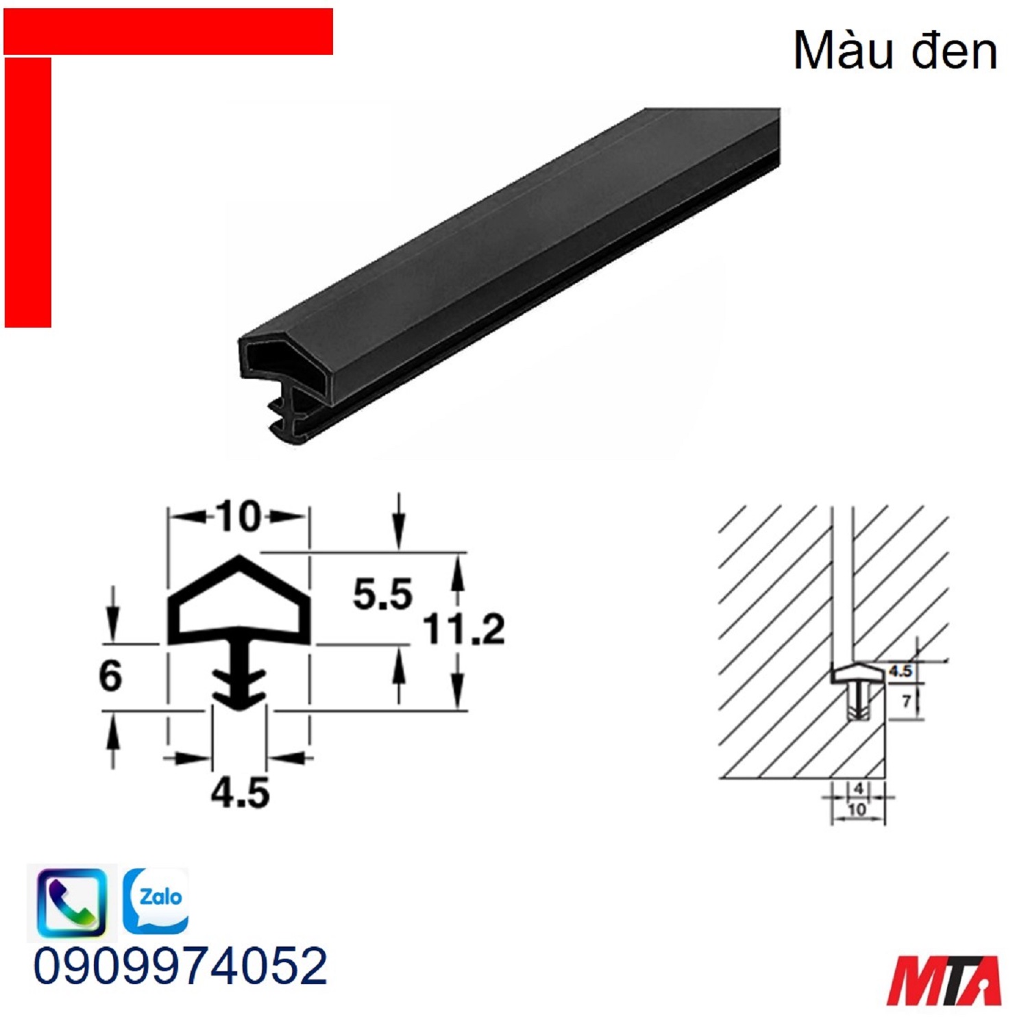 Đệm khí cho cửa 950.10.273 chiều dài 25m màu đen