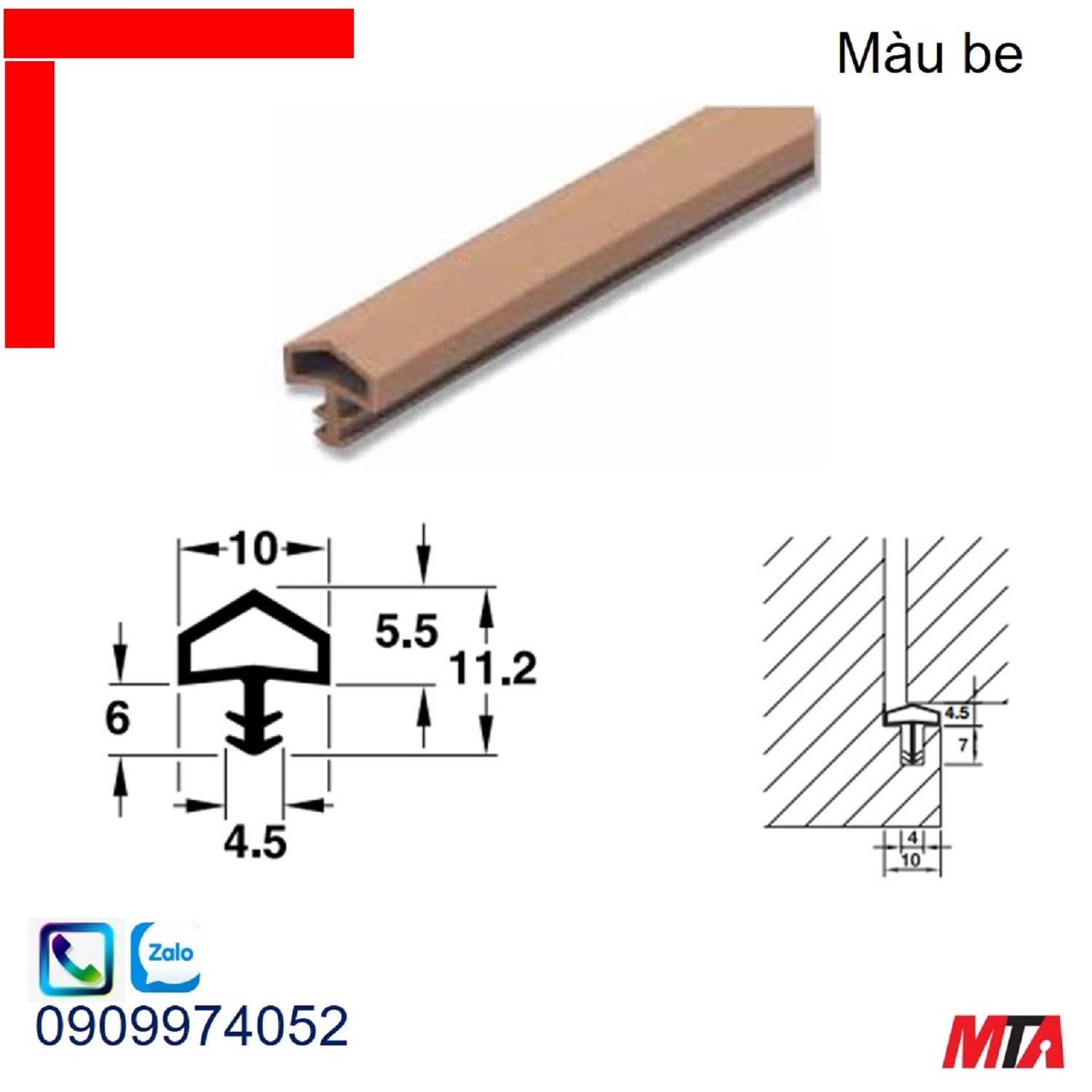 Đệm khí cho cửa 950.10.274 chiều dài 25m màu be