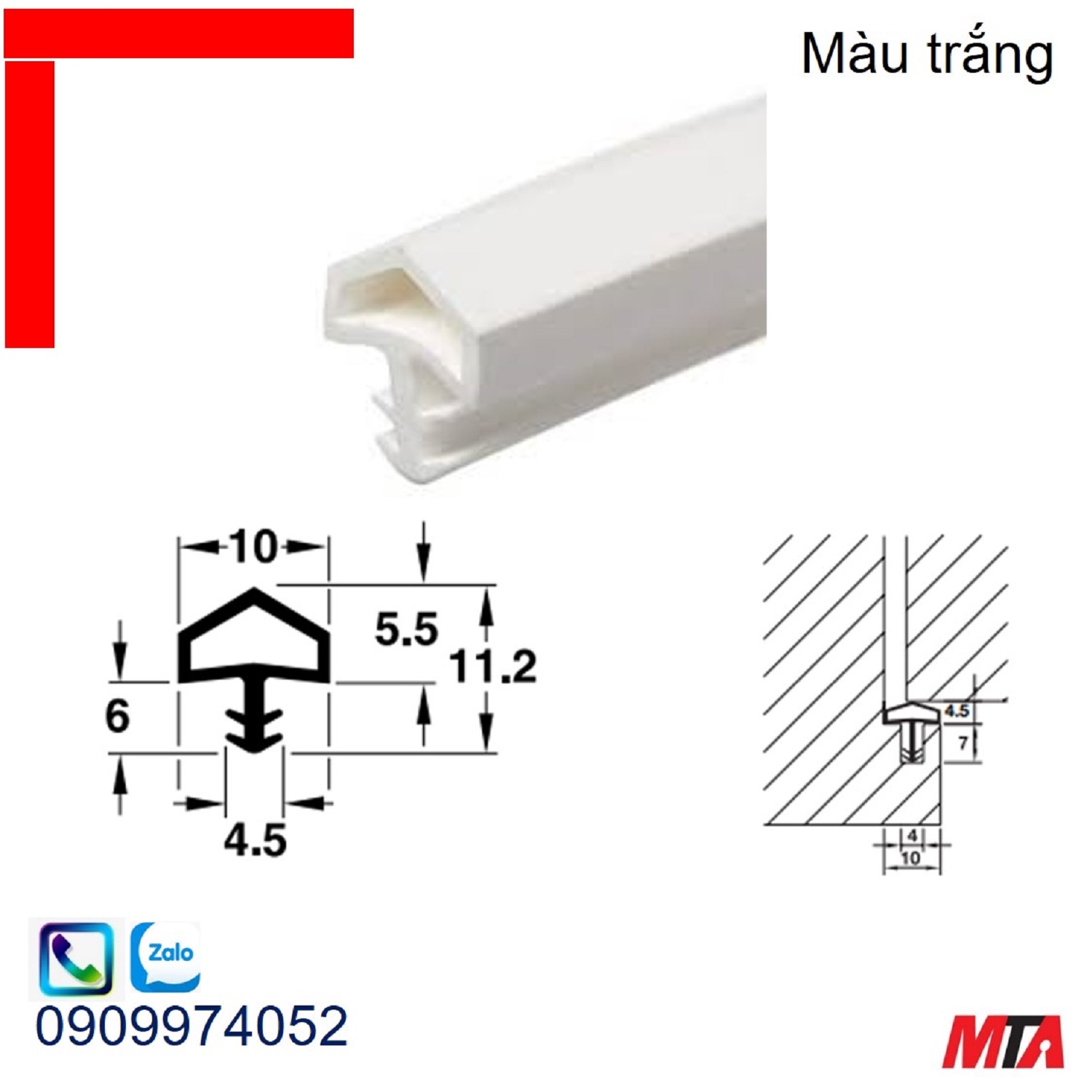 Đệm khí cho cửa 950.10.277 chiều dài 25m màu trắng