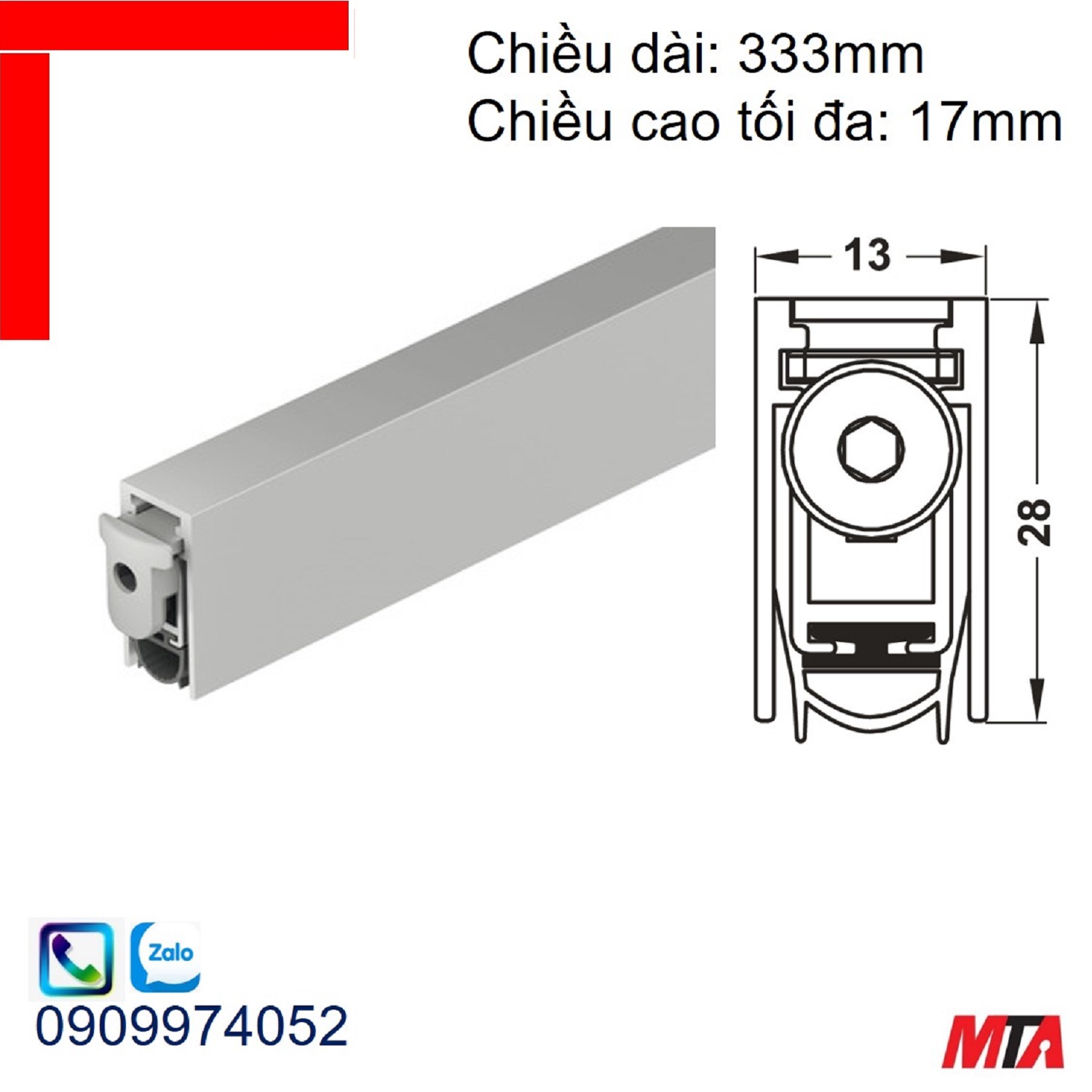 Thanh chắn bụi tự động 950.45.011 chiều dài 333mm