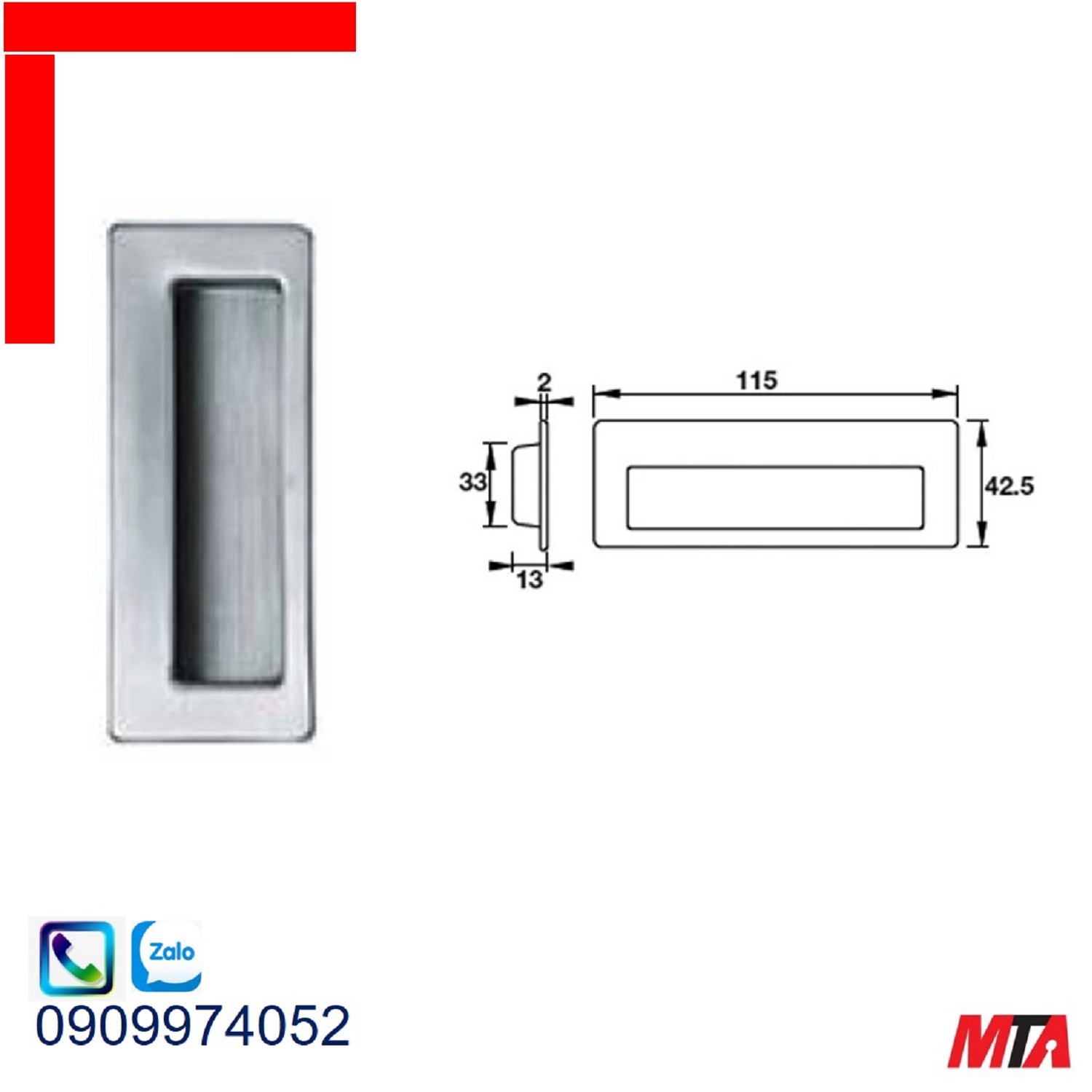 Phụ kiện cửa Hafele 902.01.530 tay nắm âm inox mờ