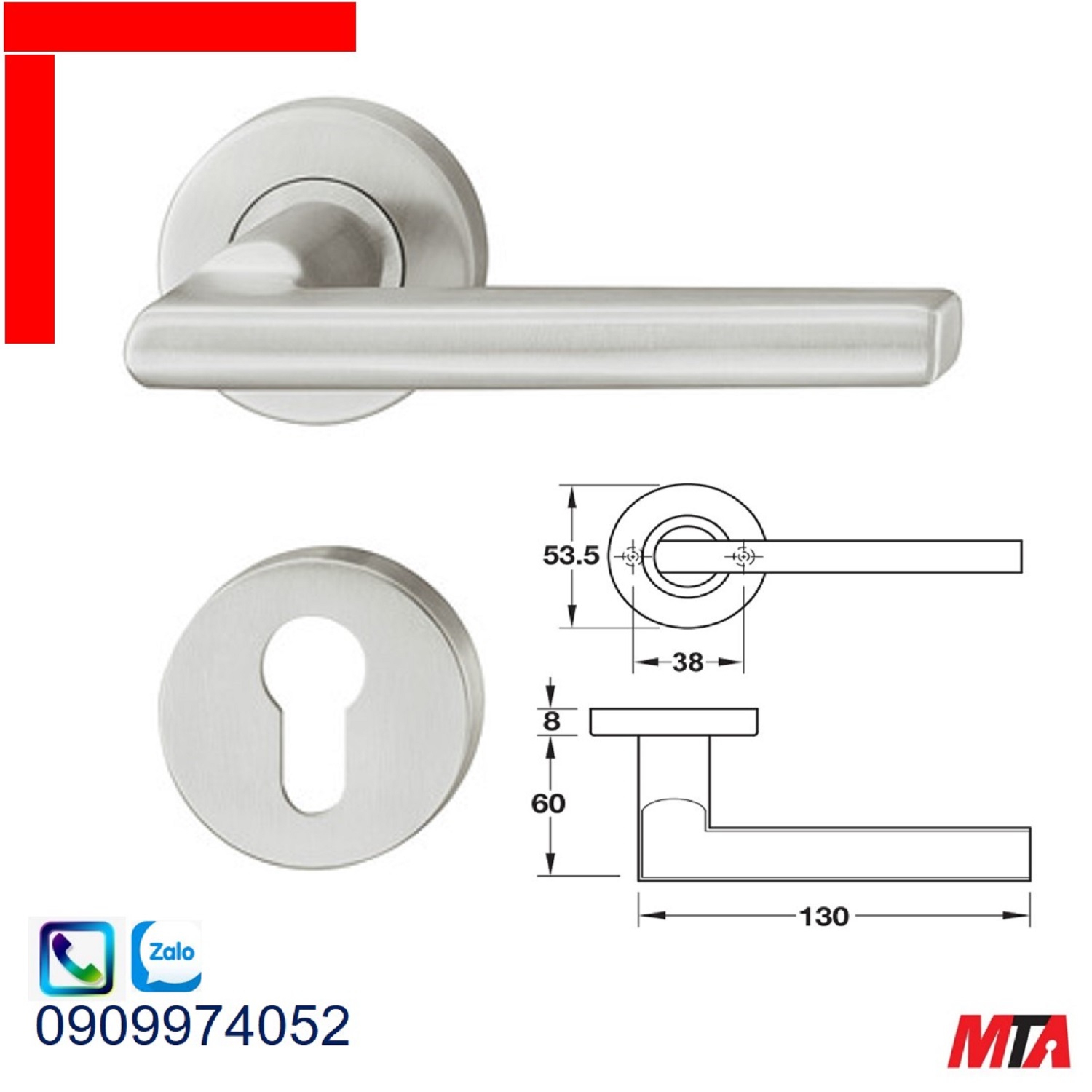 Tay nắm gạt Hafele 903.92.646 chiều dài 130mm màu inox mờ