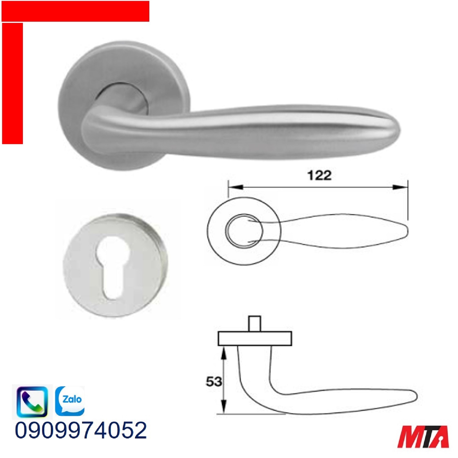 Tay nắm gạt Hafele 903.92.926 chiều dài 12mm màu inox mờ