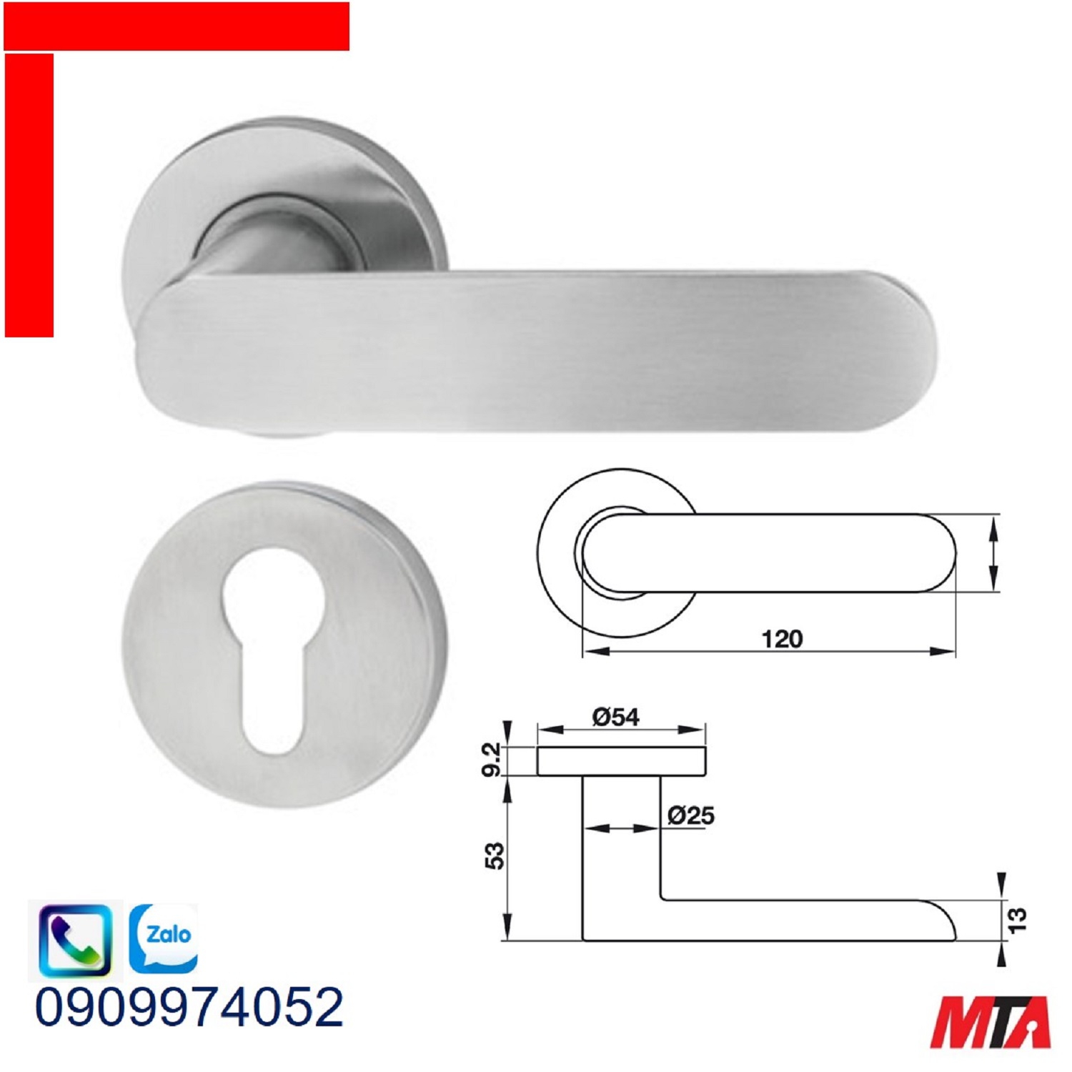 Tay nắm gạt Hafele 903.98.162 chiều dài 120mm màu inox mờ