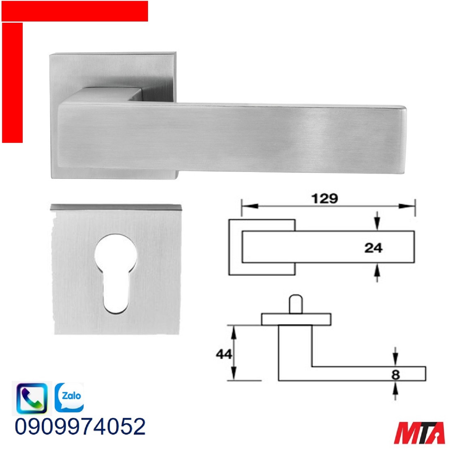 Tay nắm gạt Hafele 903.99.427 chiều dài 129mm màu inox mờ