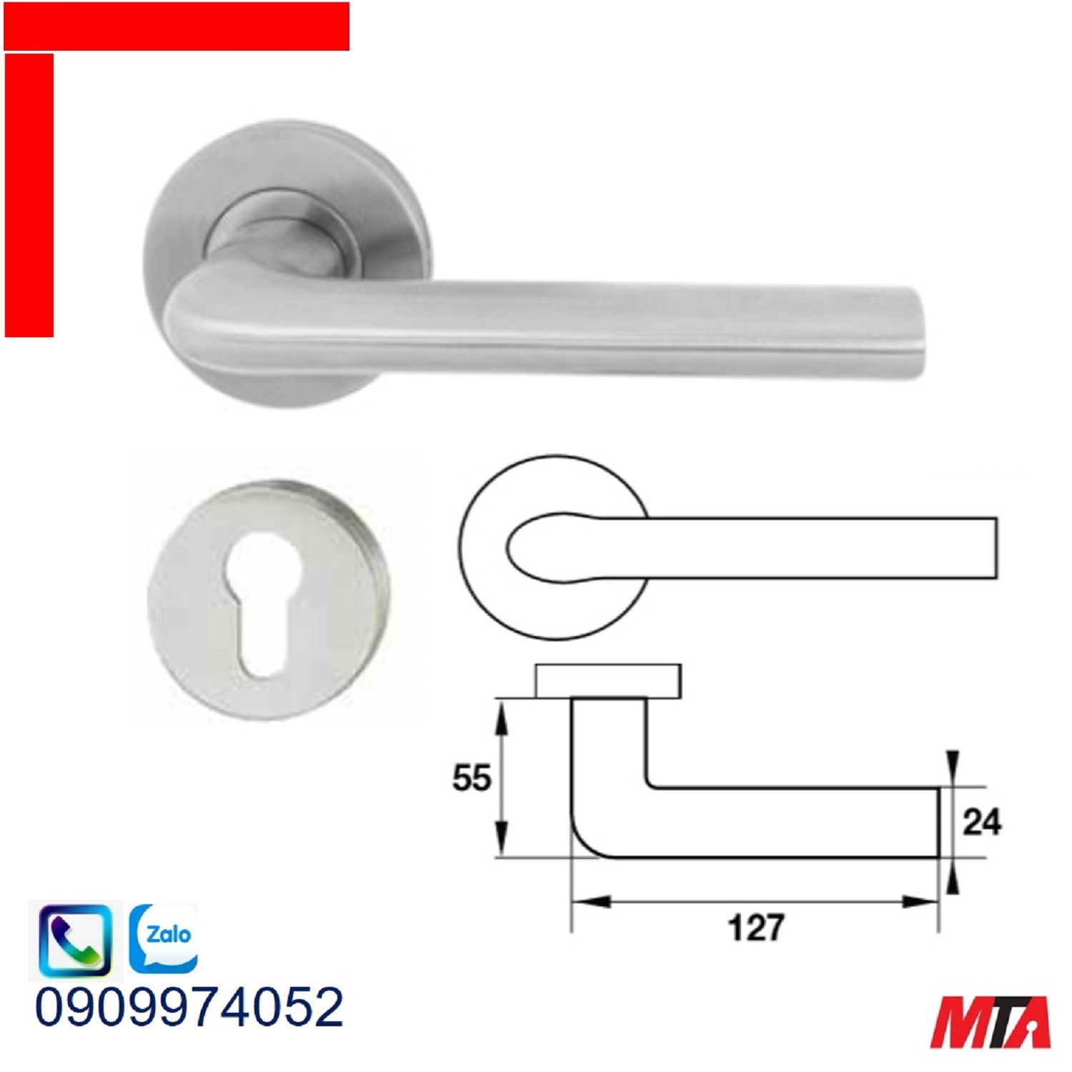 Tay nắm gạt Hafele 903.99.991 chiều dài 127mm màu inox mờ