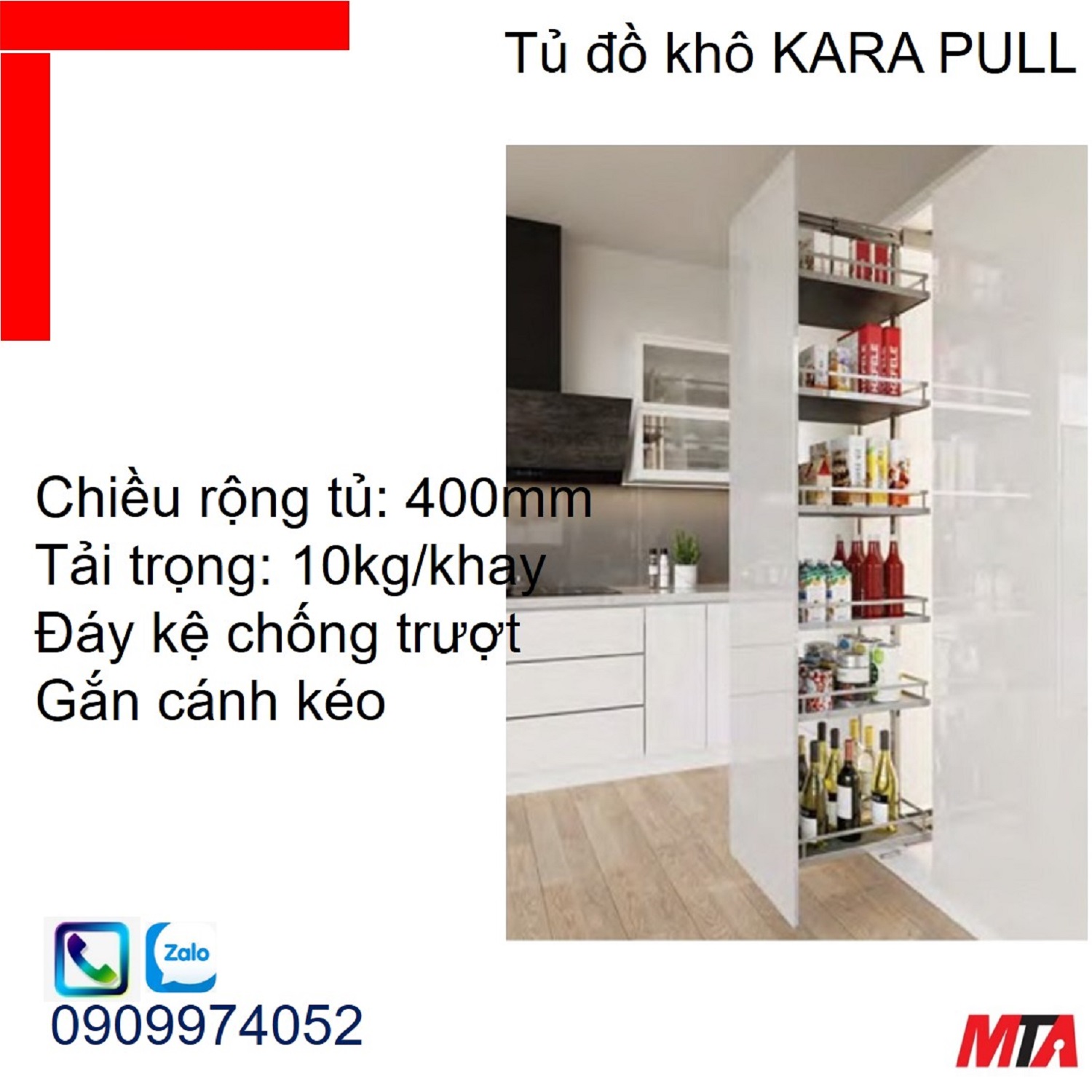 Phụ kiện tủ bếp KOSMO KARA PULL 595.80.803 tủ rộng 400mm