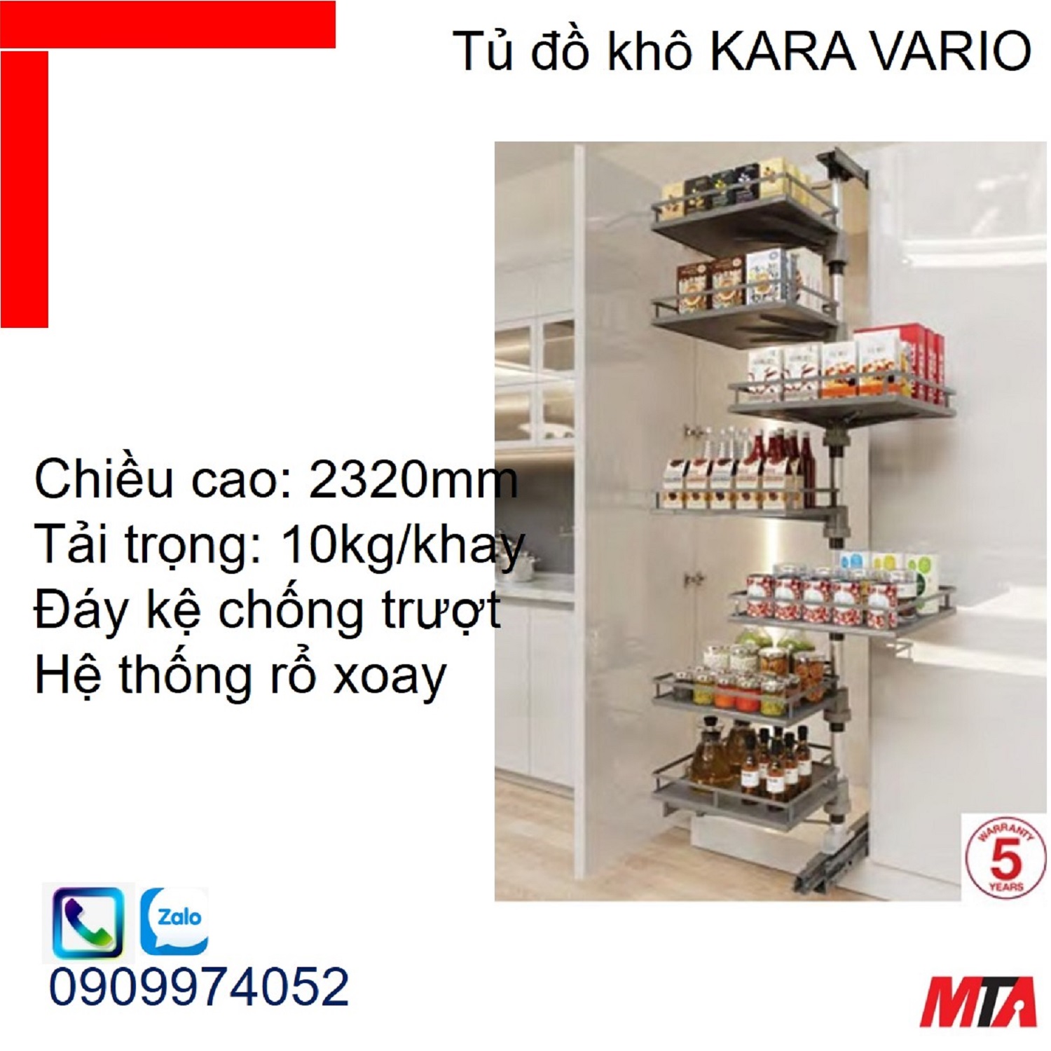 Phụ kiện tủ bếp KOSMO KARA VARIO 595.82.815 tủ cao 2320mm