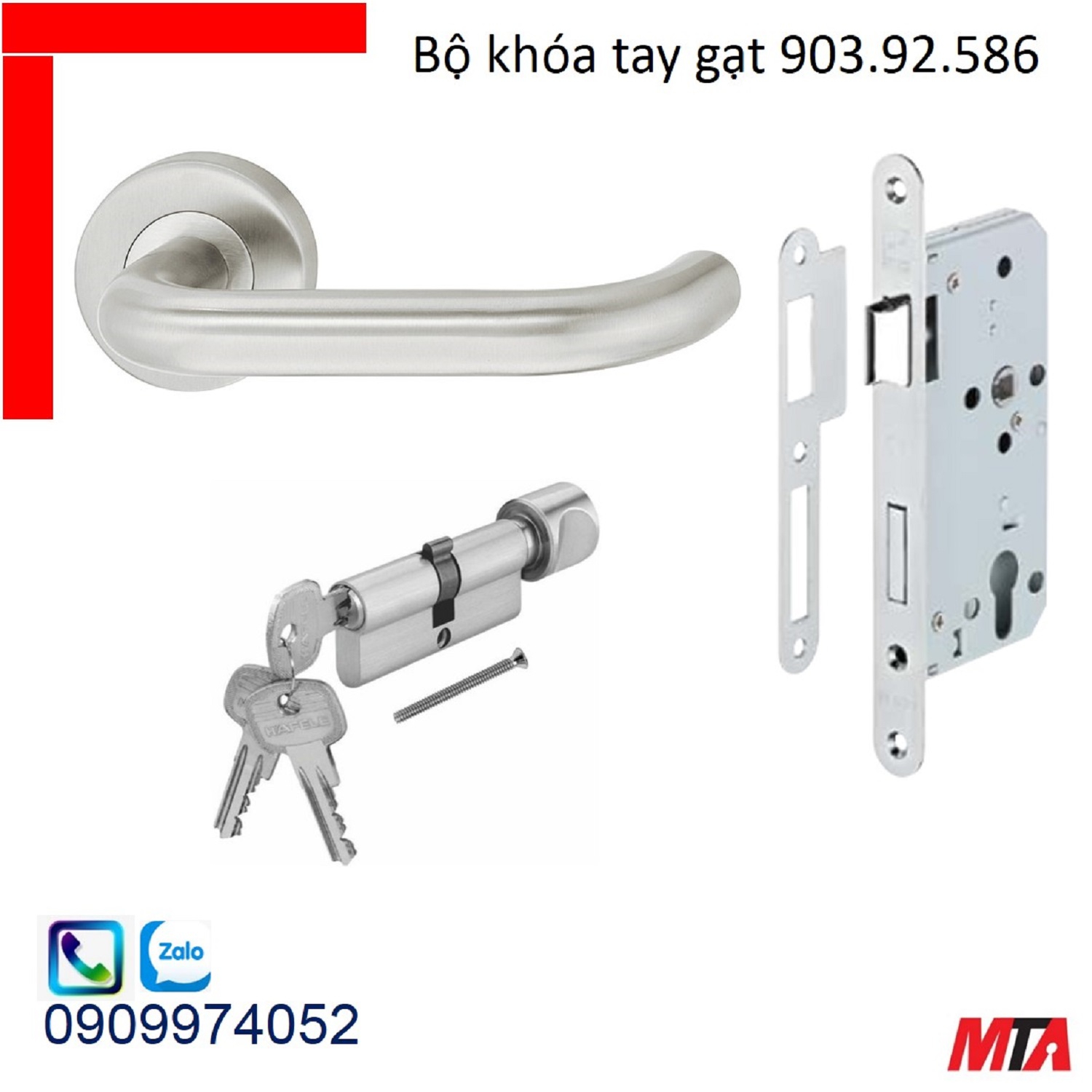 Khóa cửa hafele 903.92.586 bộ khóa tay gạt inox304 chiều dài tay 140mm