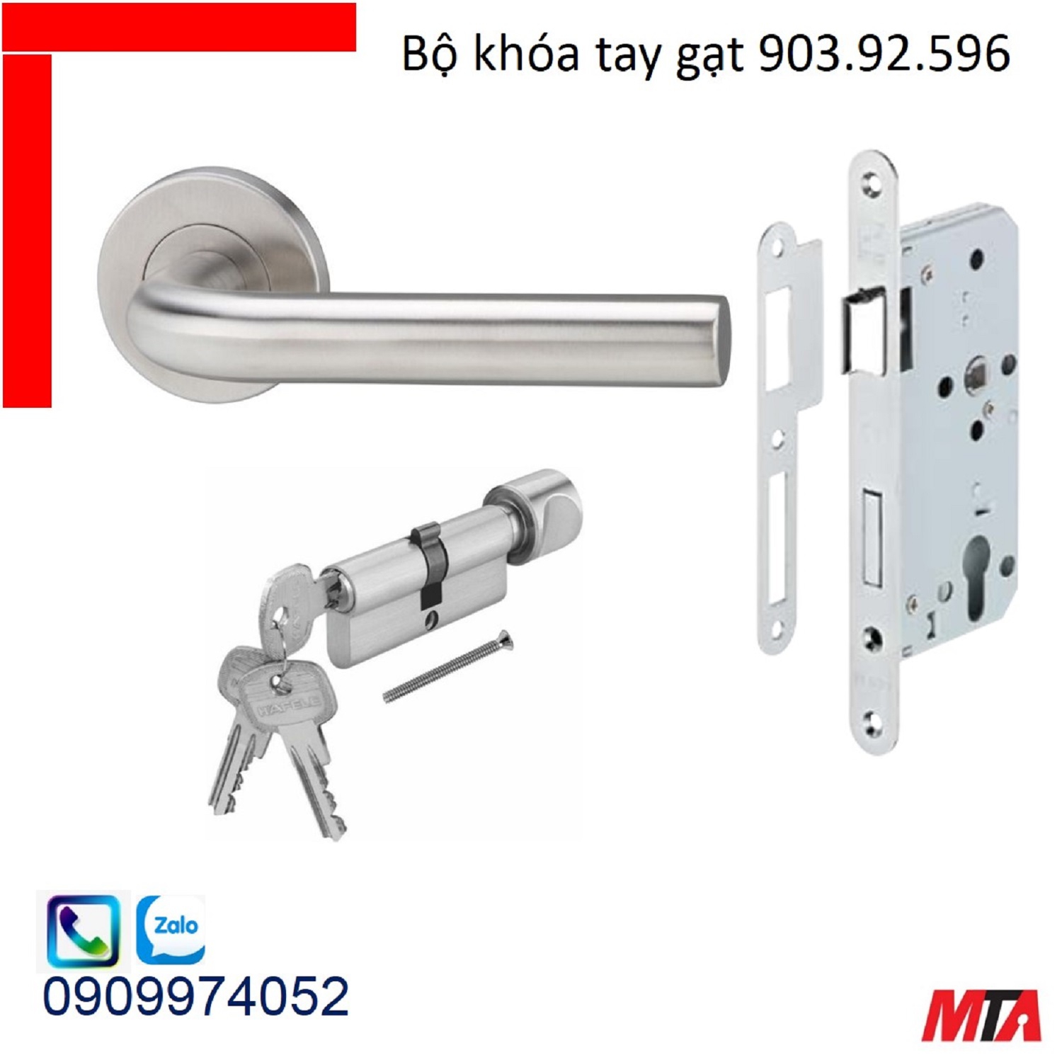 Khóa hafele bộ khóa tay gạt 903.92.596 inox304 chiều dài tay 135mm