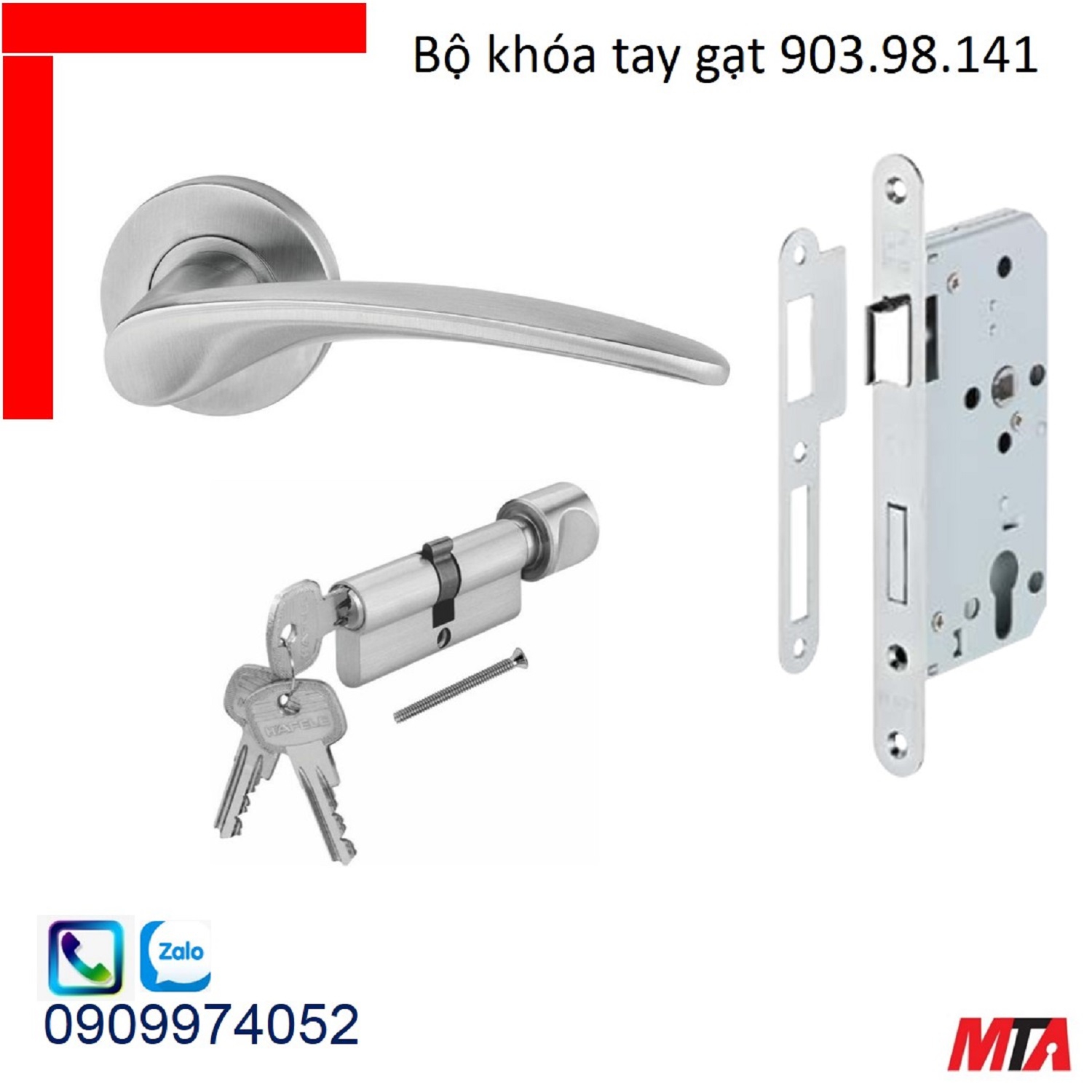 Khóa hafele bộ khóa tay gạt 903.98.141 inox304 chiều dài tay 123mm