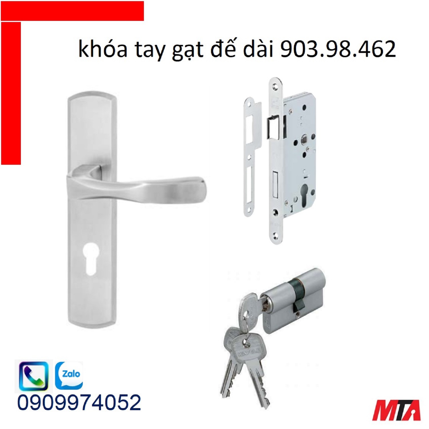 Khóa hafele bộ khóa tay gạt 903.98.462 inox304 chiều dài tay 131mm