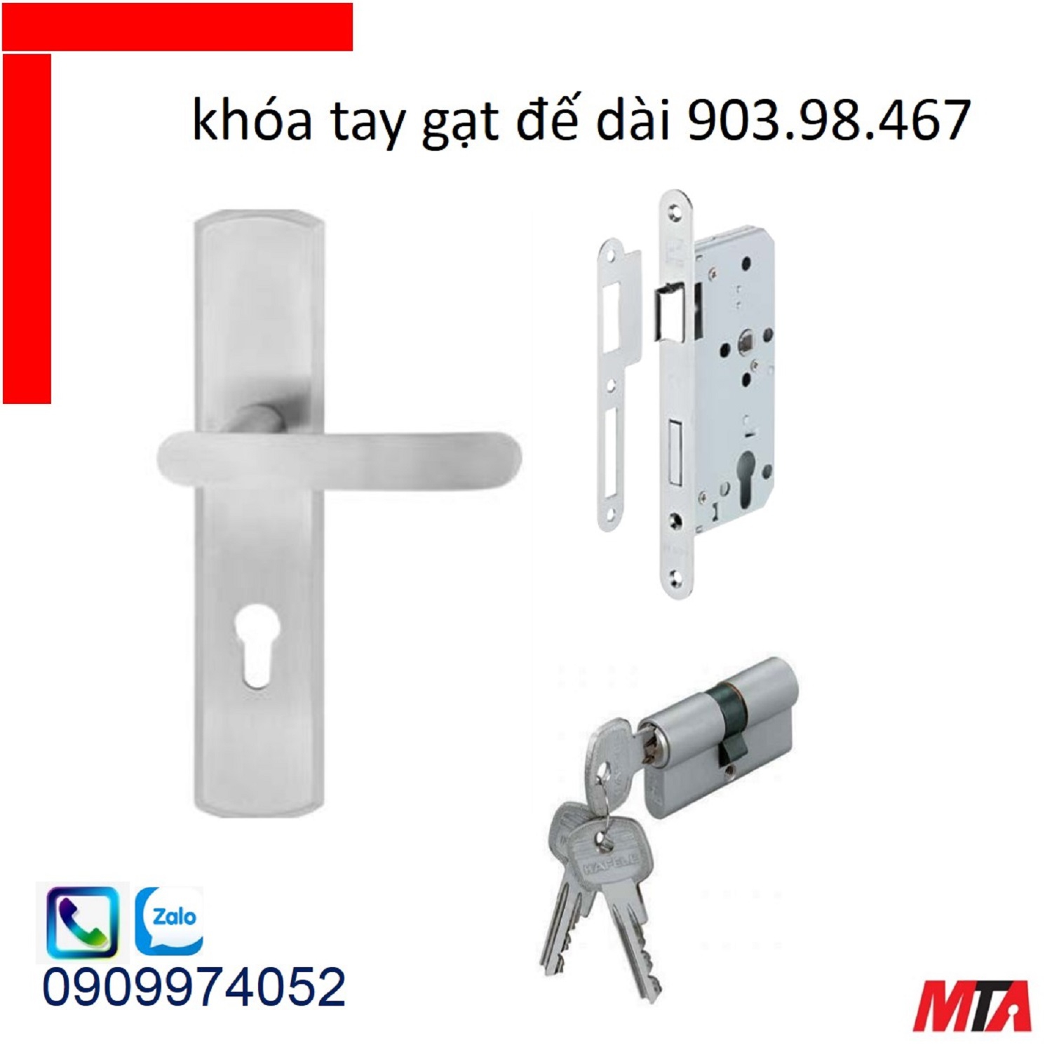 Khóa cửa hafele 903.98.467 bộ khóa tay gạt inox304 chiều dài tay 131mm