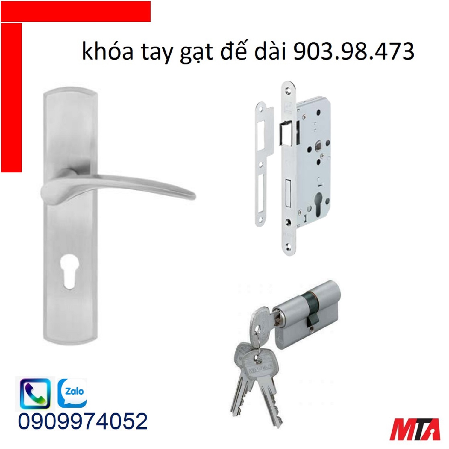 Khóa cửa hafele 903.98.473 bộ khóa tay gạt inox304 chiều dài tay 123mm