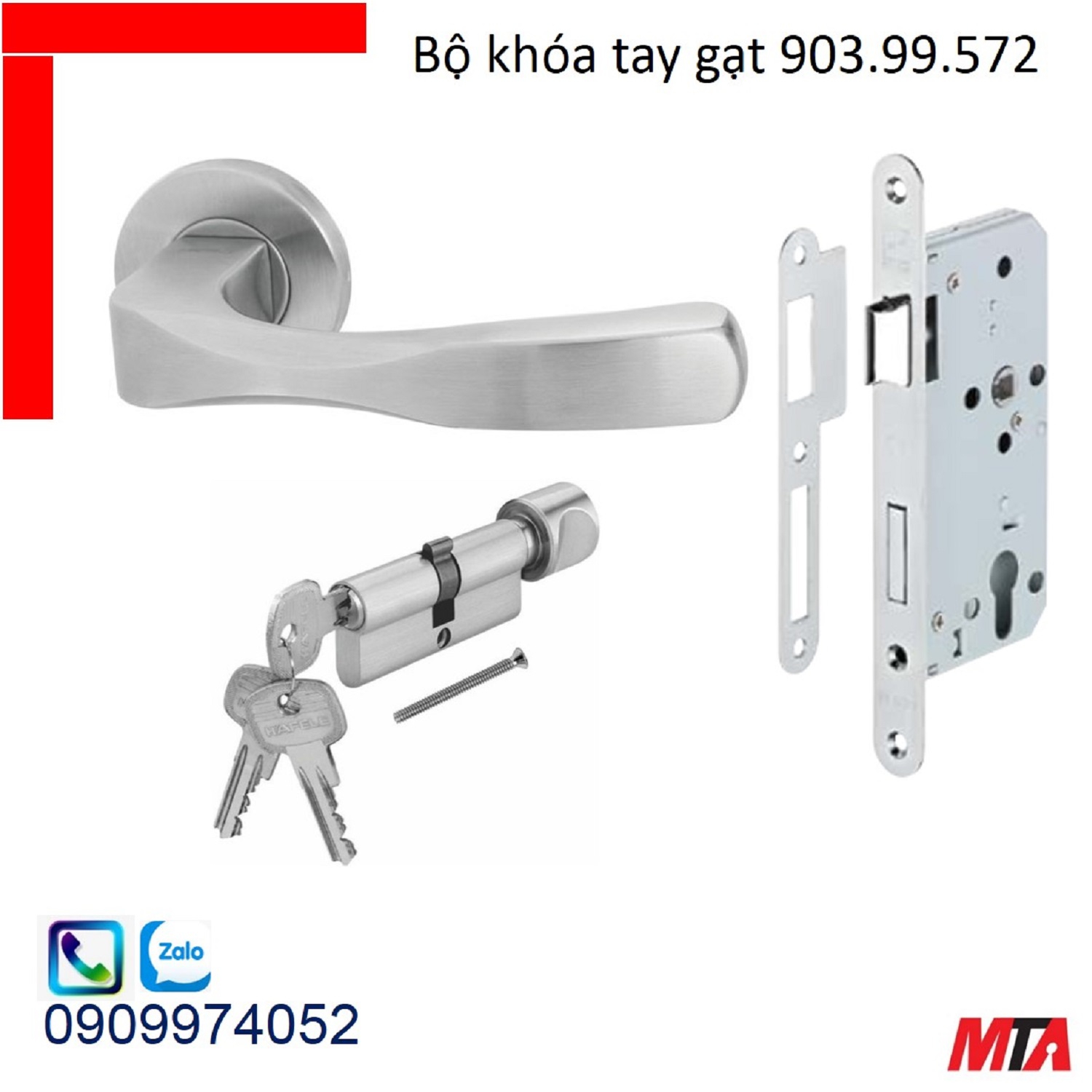 Khóa cửa hafele 903.99.572 bộ khóa tay gạt inox304 chiều dài tay 131mm