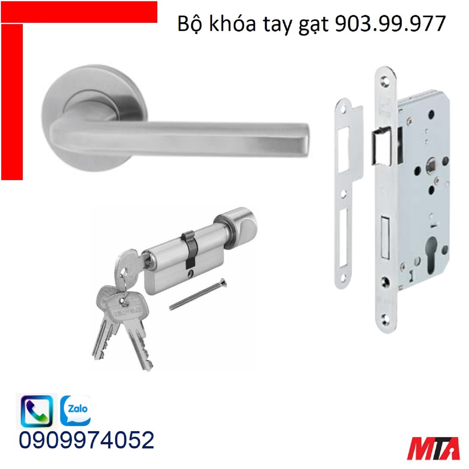 Khóa hafele bộ khóa tay gạt 903.99.977 inox304 chiều dài tay 125mm