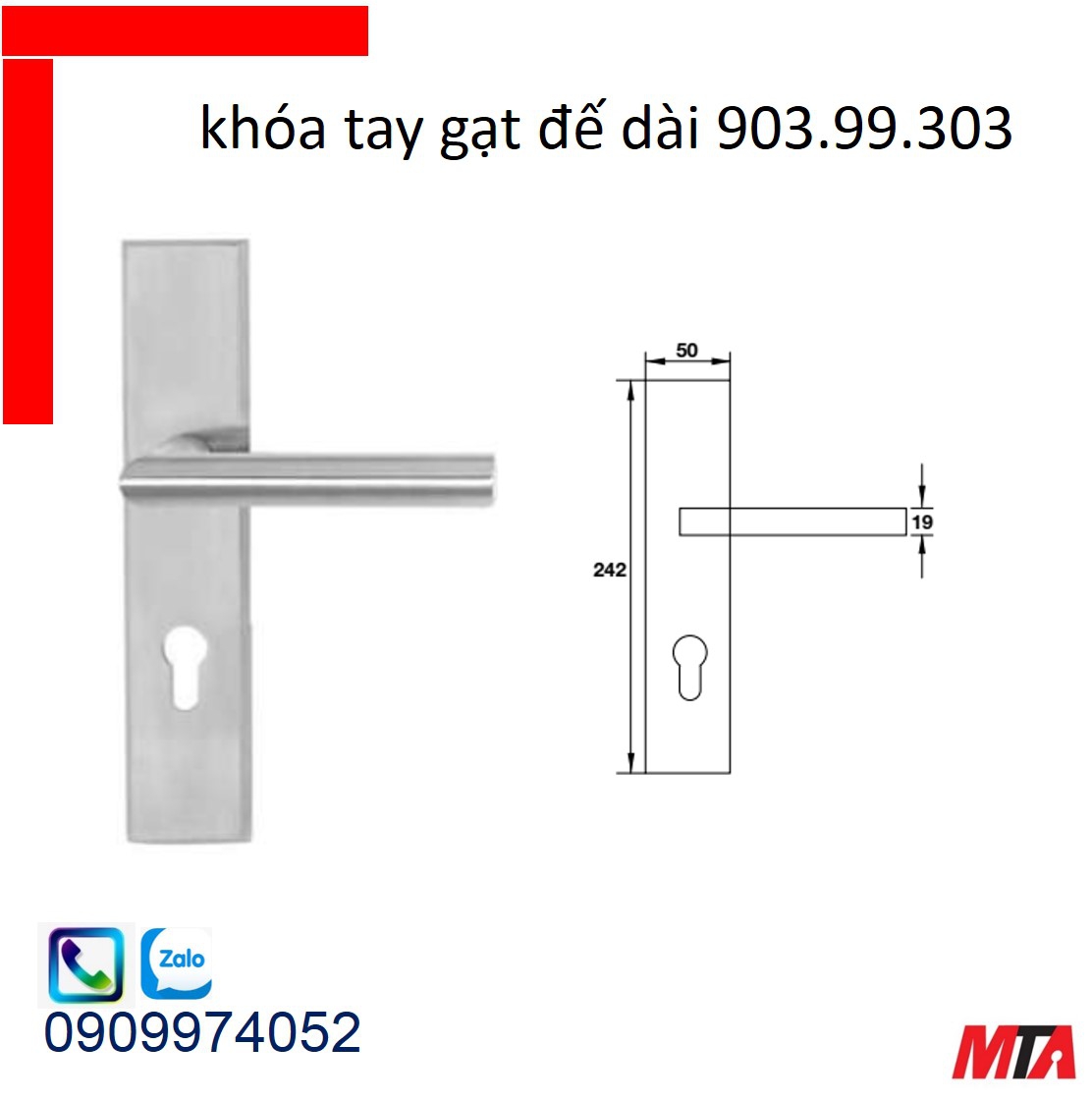Khóa cửa hafele 903.99.303 bộ khóa tay gạt inox304
