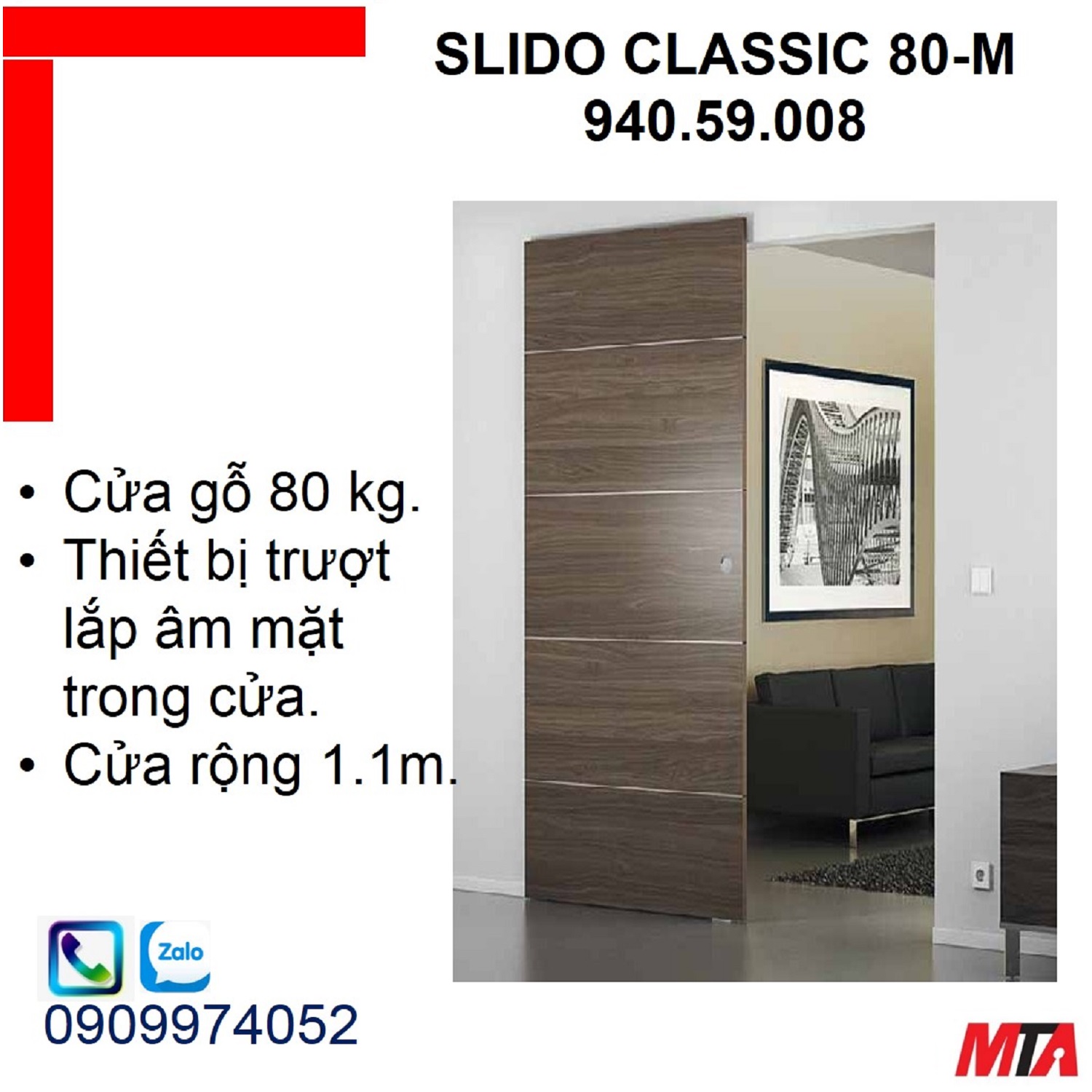 Phụ kiện cửa trượt Hafele Slido design  940.59.008 cửa rộng 1100mm