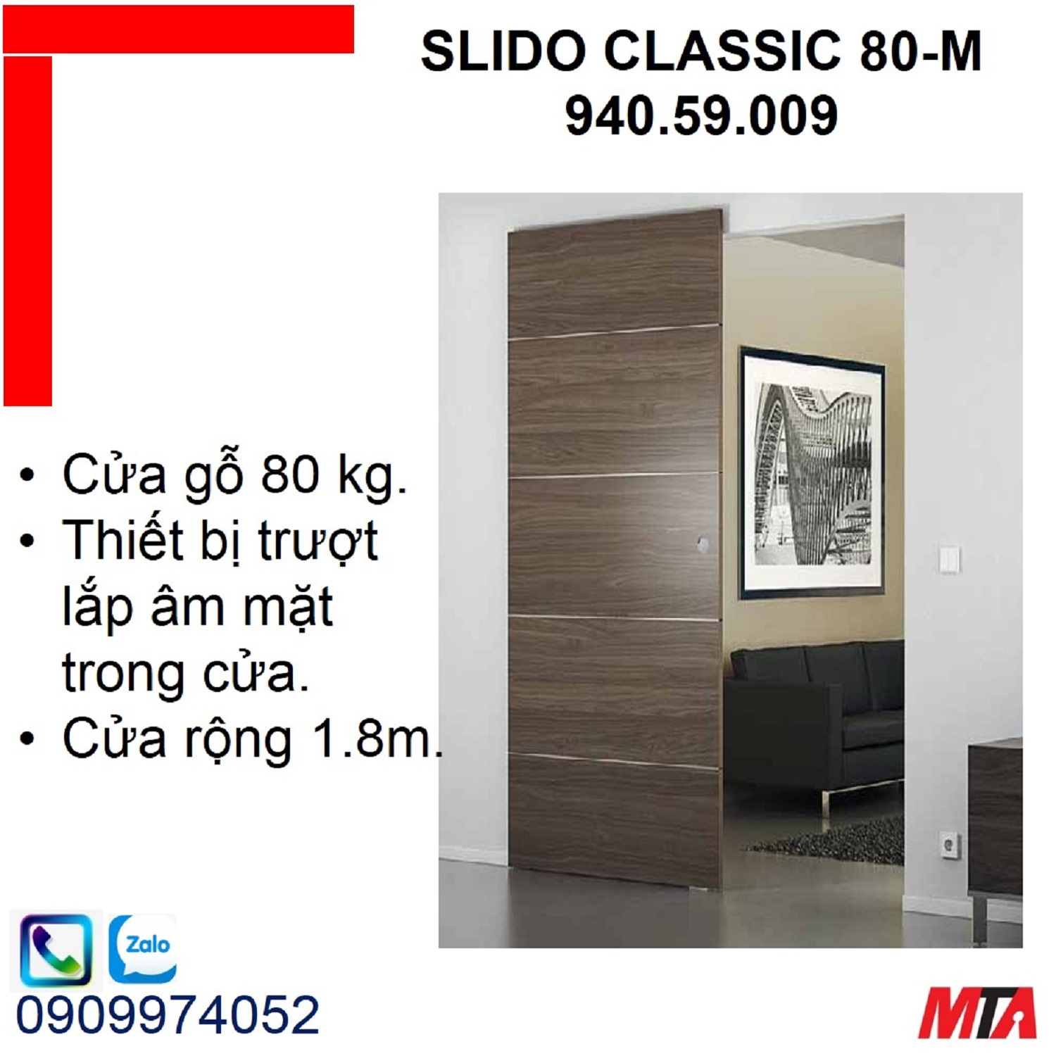 Phụ kiện cửa trượt Hafele Slido design  940.59.009 cửa rộng 1800mm