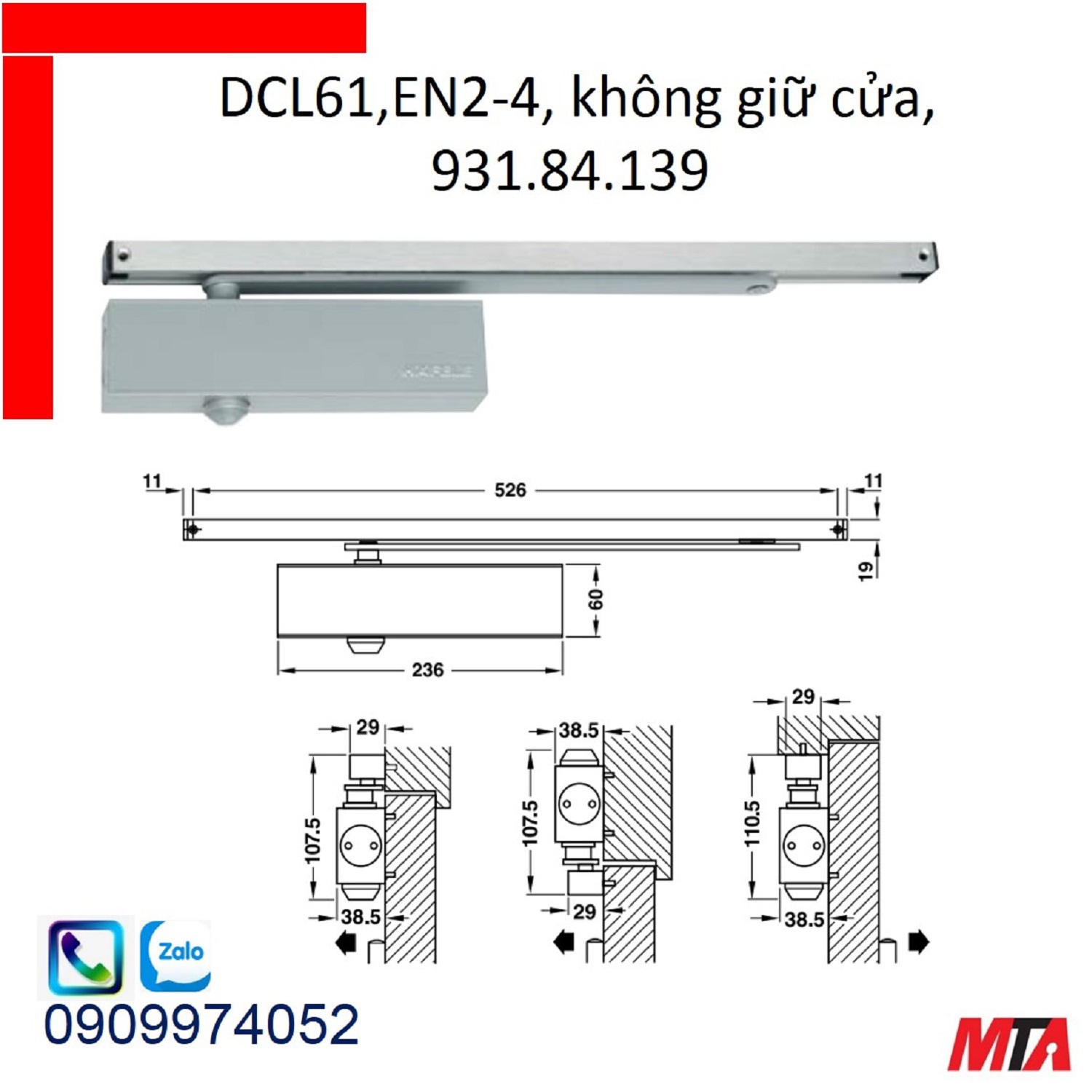 Tay co thủy lực hafele 931.84.139 giữ cửa cửa nặng tối đa 80kg rộng max 1100mm