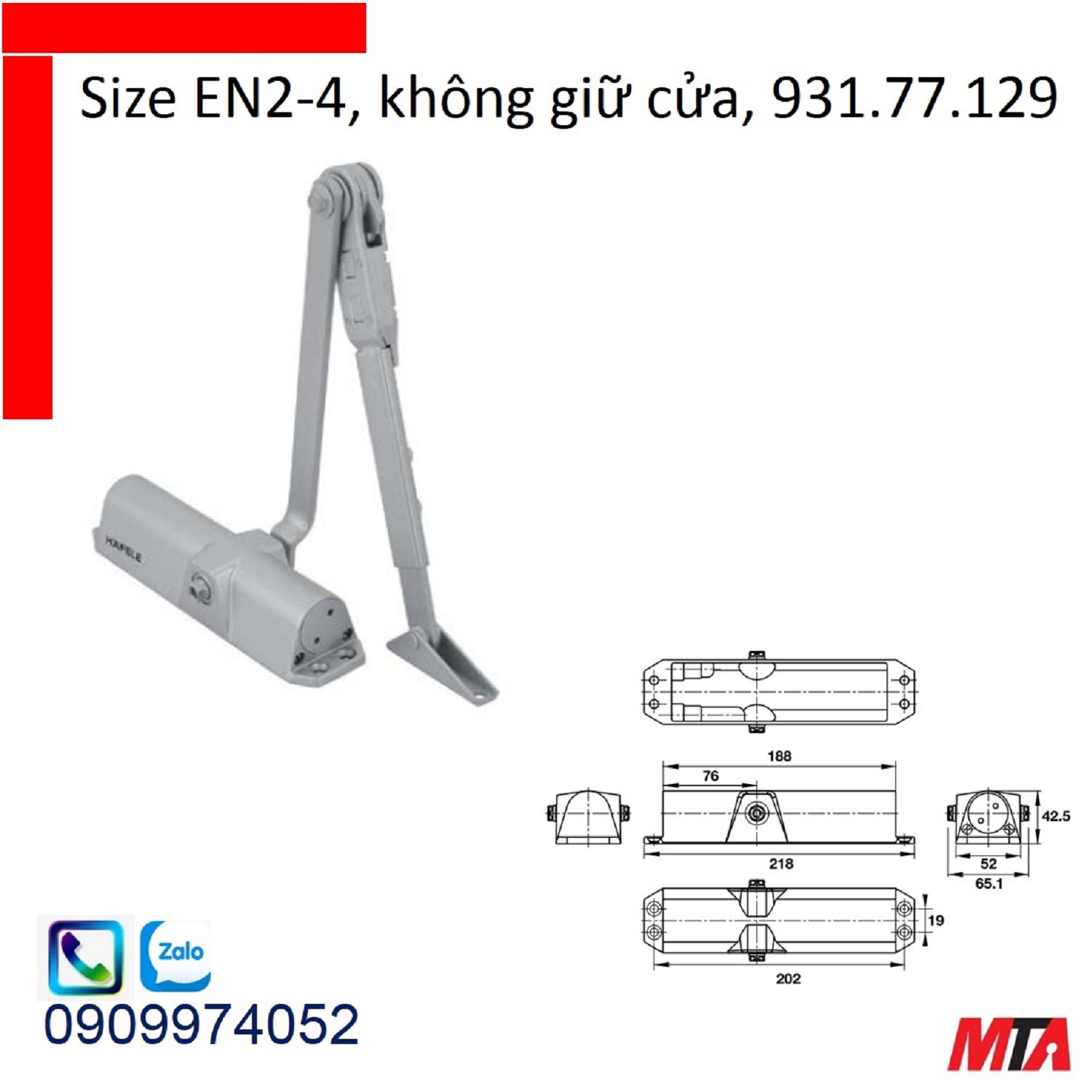 Cùi chỏ hơi hafele 931.77.129 không giữ cửa cửa nặng tối đa 80kg rộng max 110mm