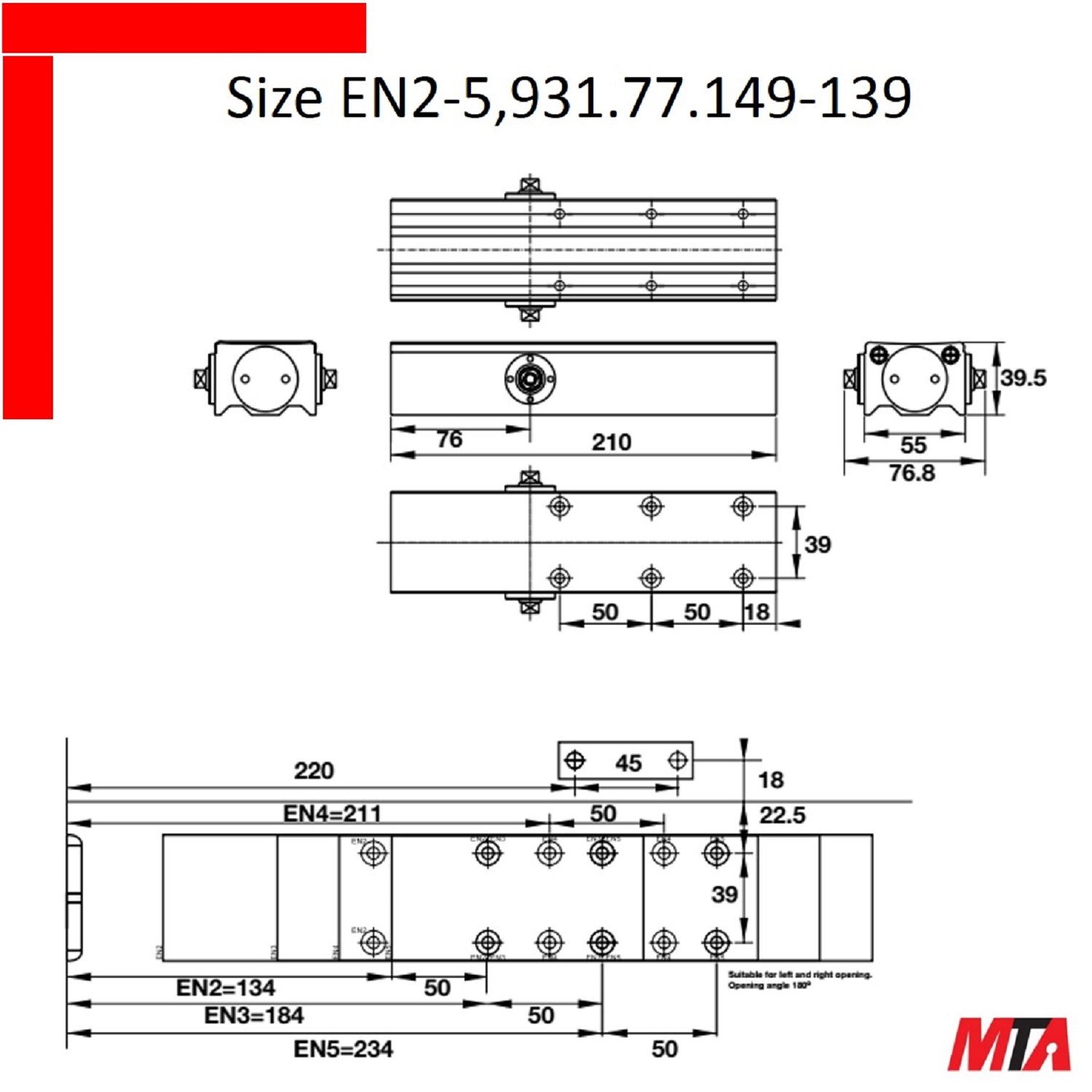 Cùi chỏ hơi hafele 931.77.139  giữ cửa cửa nặng tối đa 100kg rộng max 1250mm
